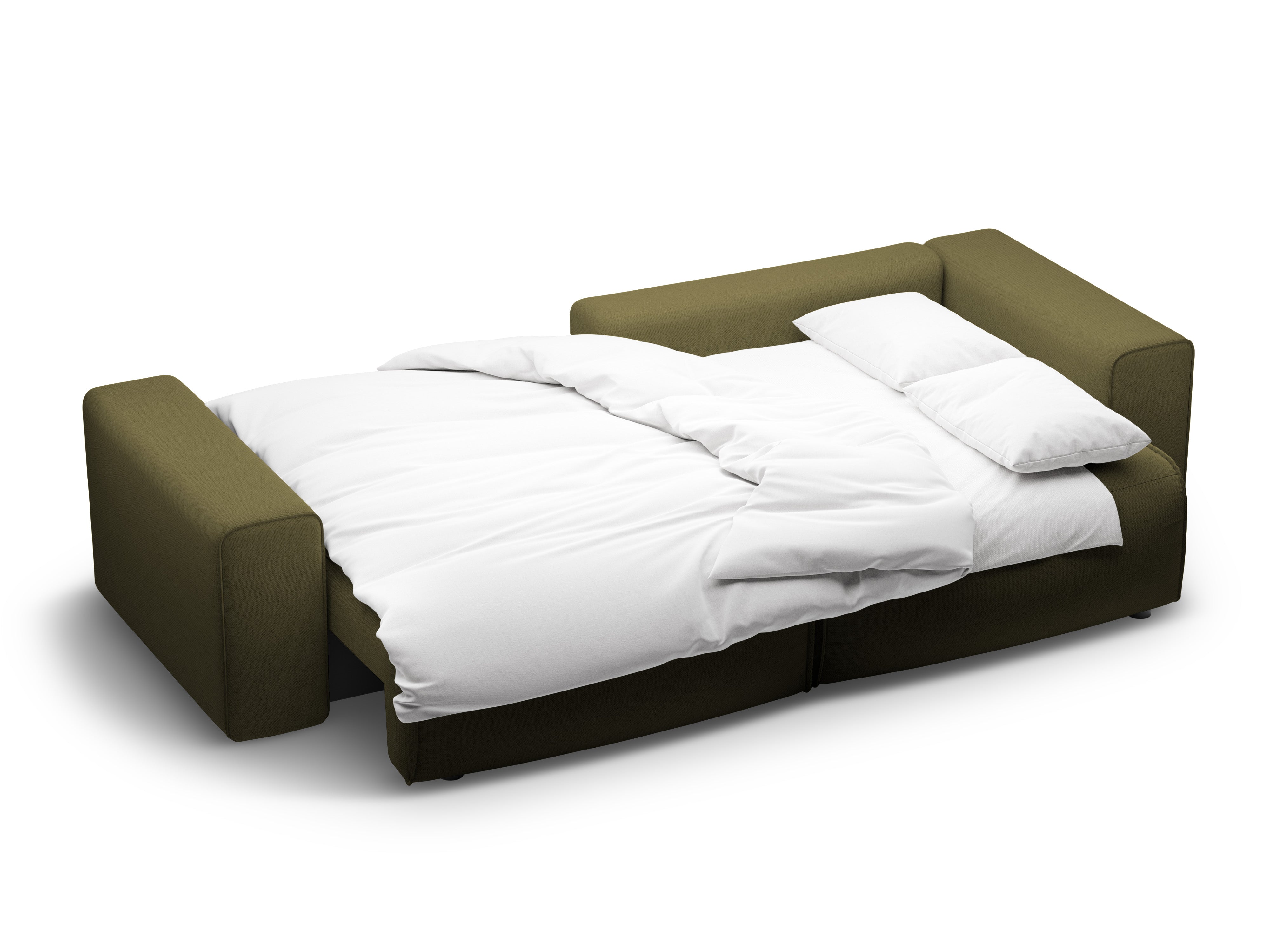 Rechtsseitige 3-Sitzer Schlafcouch VICTOR in grünem Chenille