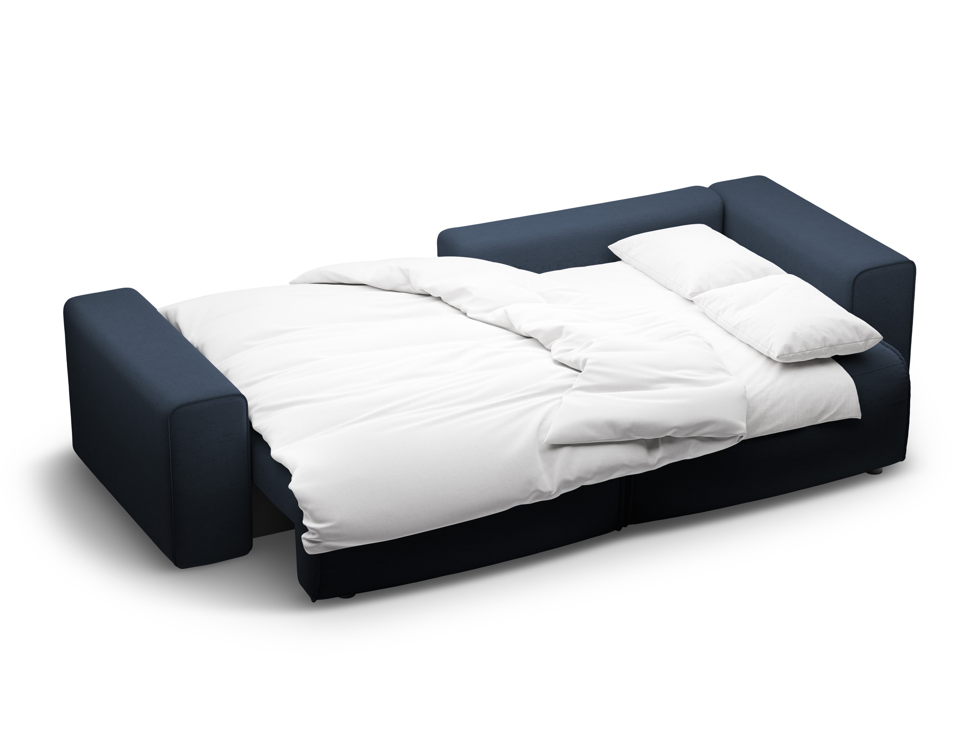 Narożnik prawostronny 3-osobowy z funkcją spania VICTOR granat królewski szenil