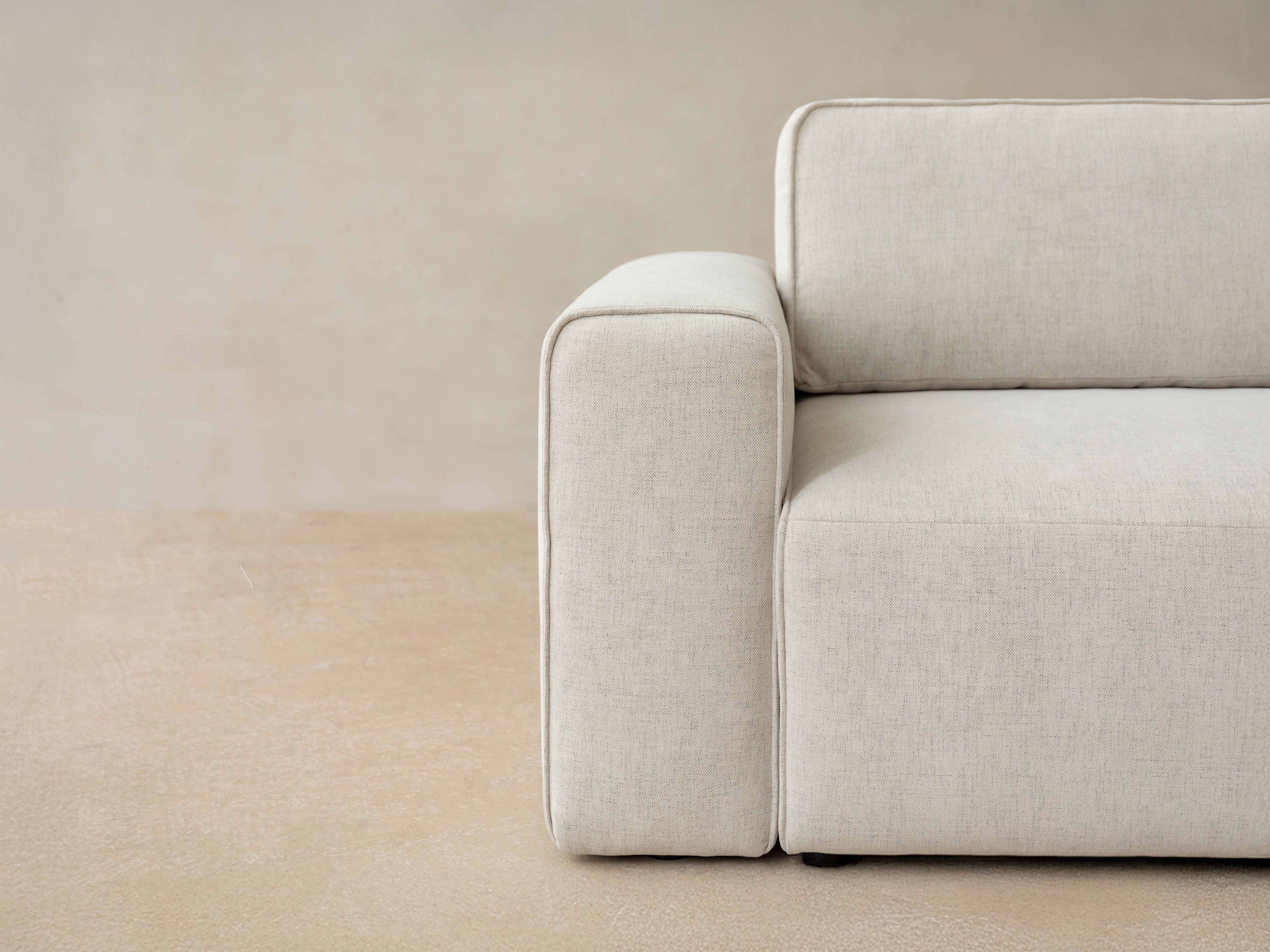 Left-facing velvet corner sofa for 3 people with sleeping function VICTOR beige