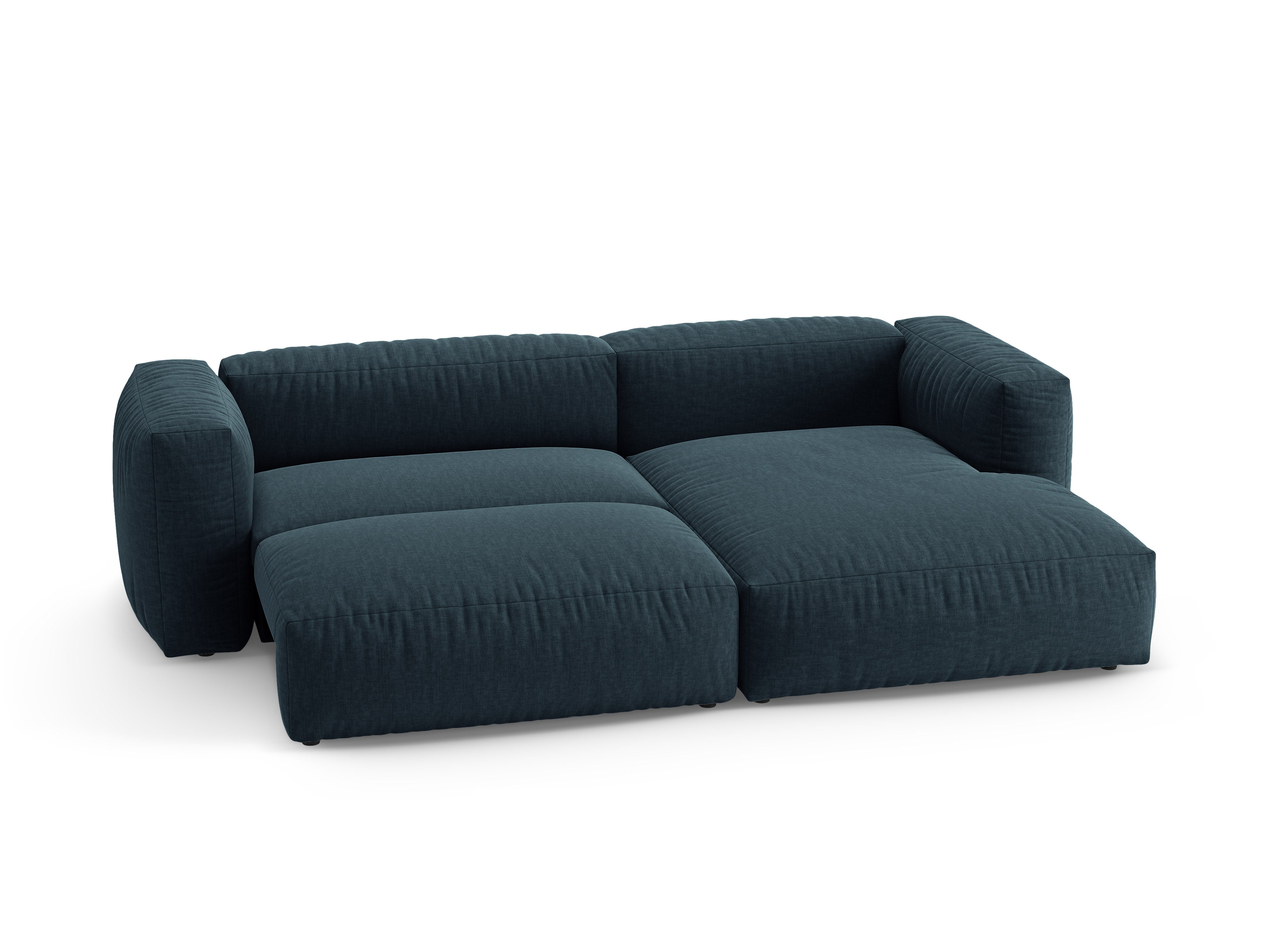 Narożnik prawostronny z funkcją spania MARTINA dżinsowy niebieski