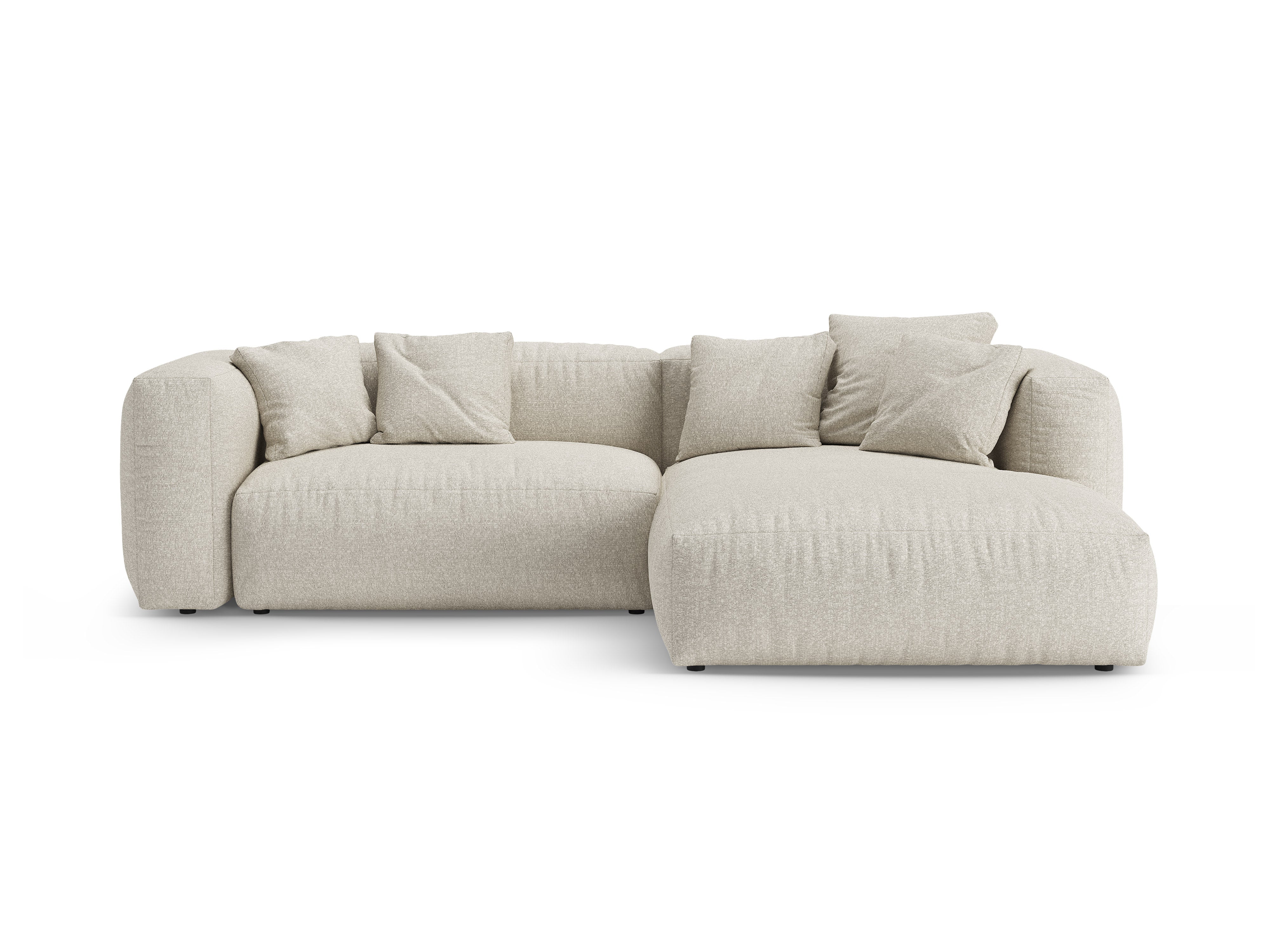 Narożnik prawostronny z funkcją spania MARTINA beżowy boucle