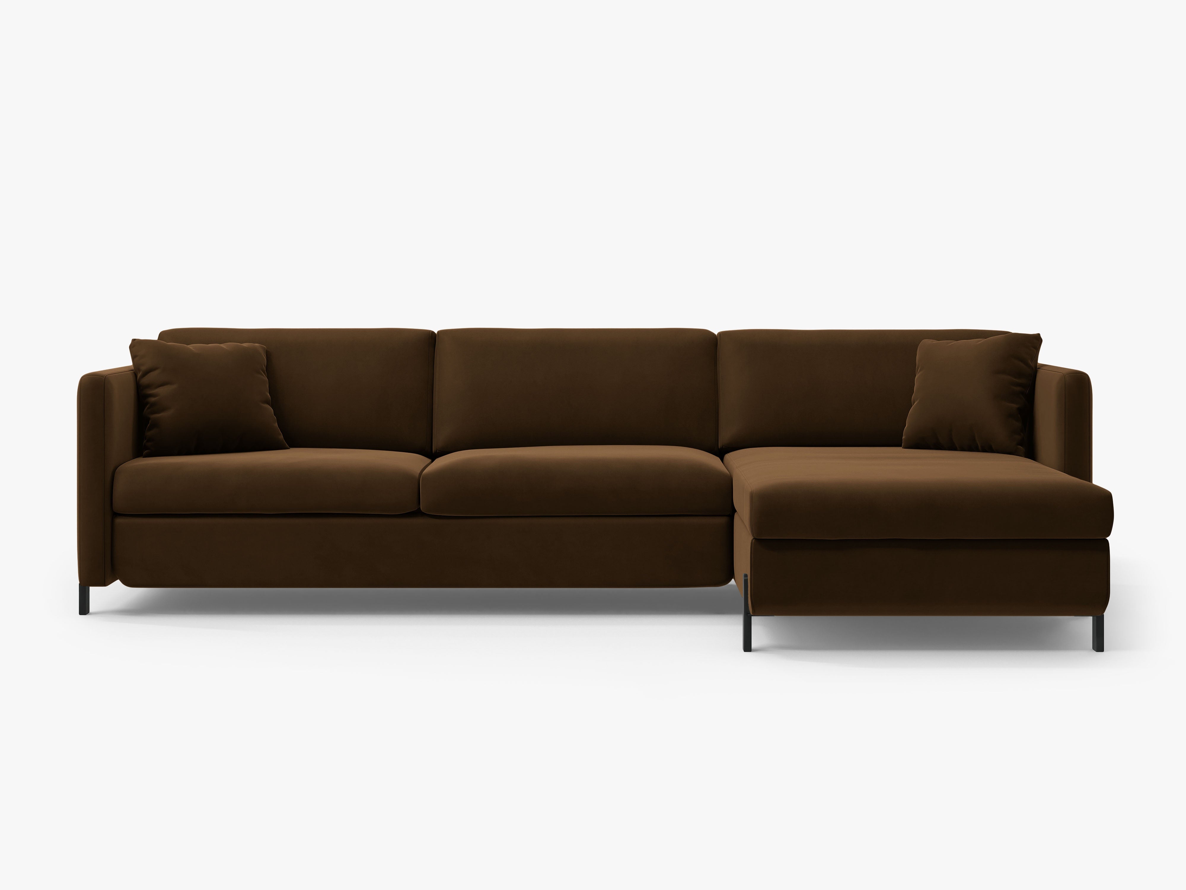 Samtrechte Ecksofa mit Bettfunktion, "Gloria", 5 Sitze, Schokolade, 280x170x80
In Europa gemacht