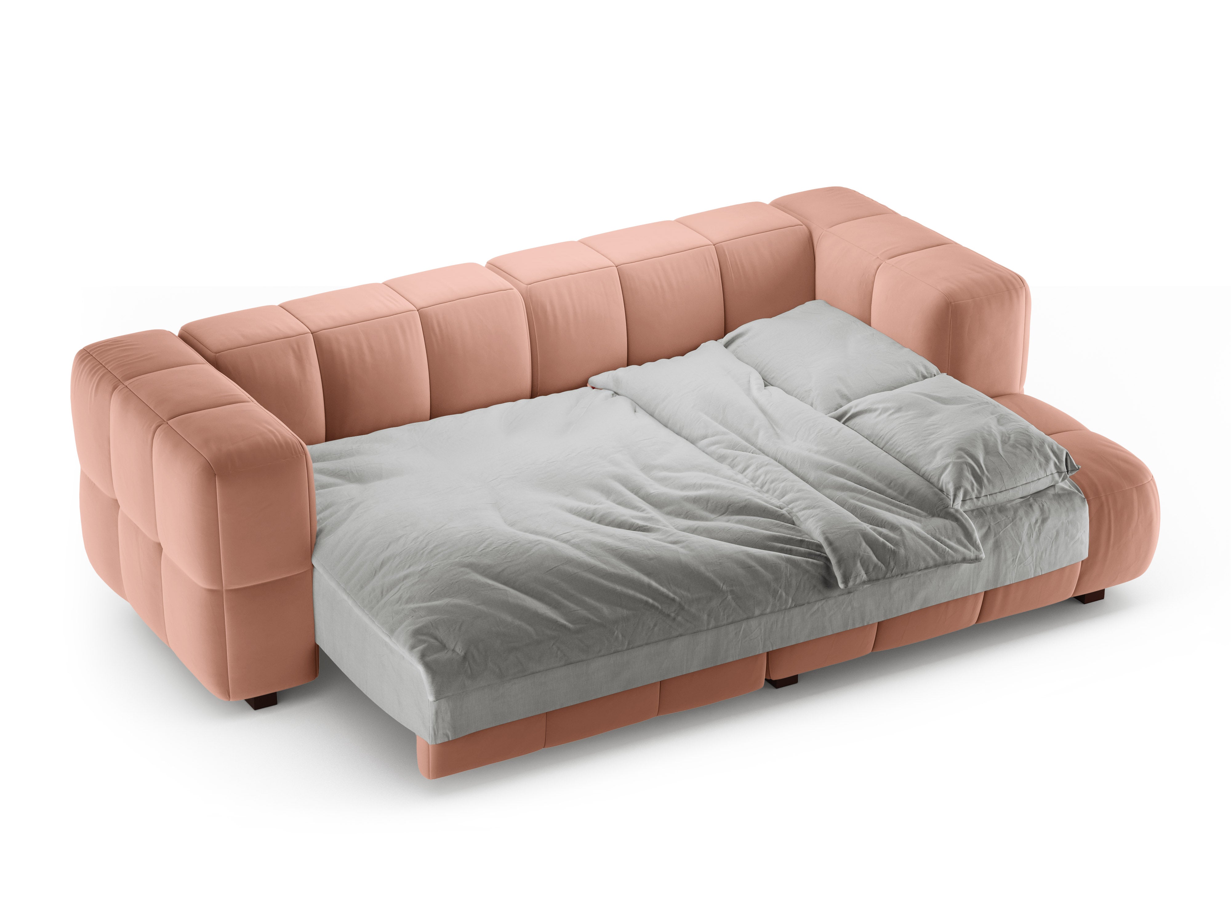 Samt-Ecksofa rechts mit Schlaffunktion PUMA rosa