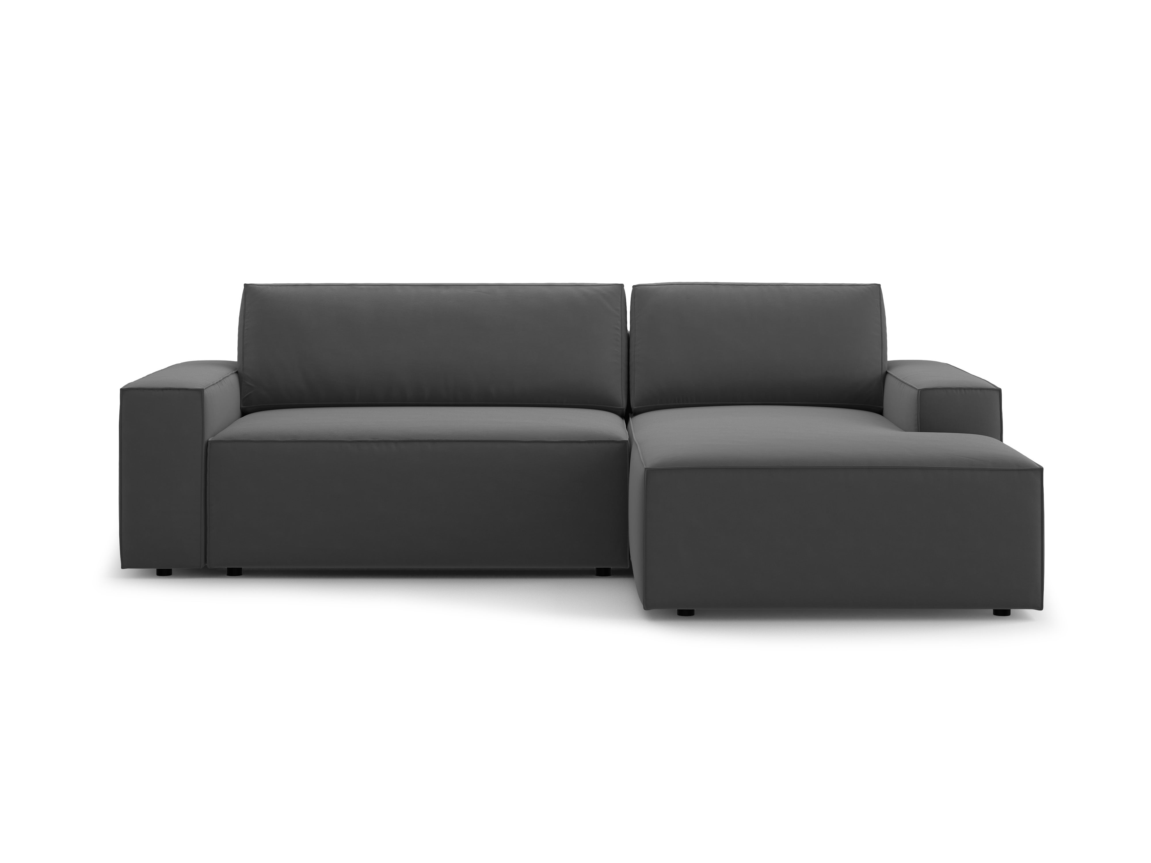 Right-facing velvet corner sofa bed JODIE gray