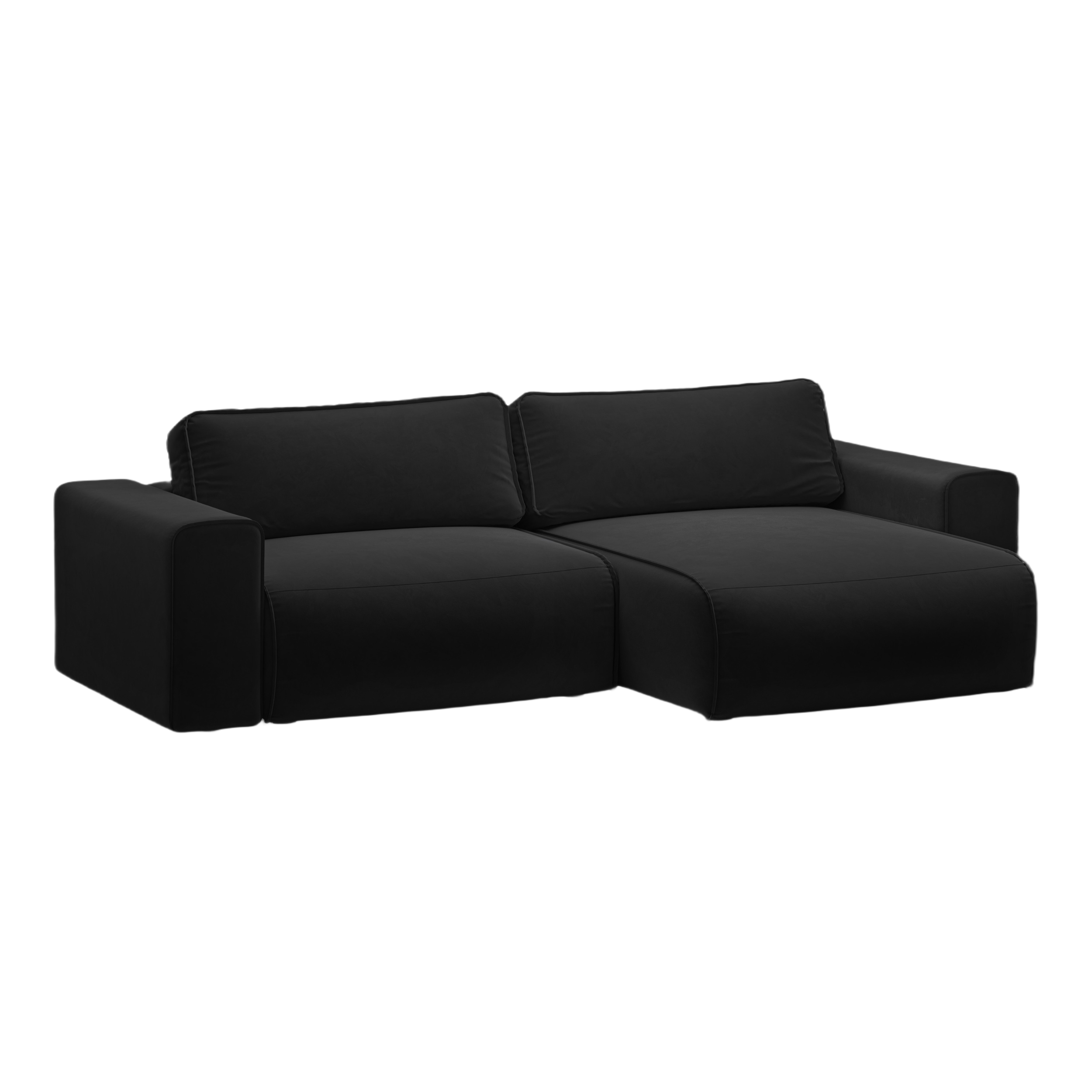 Right-facing velvet corner sofa for 3 people with sleeping function VICTOR black