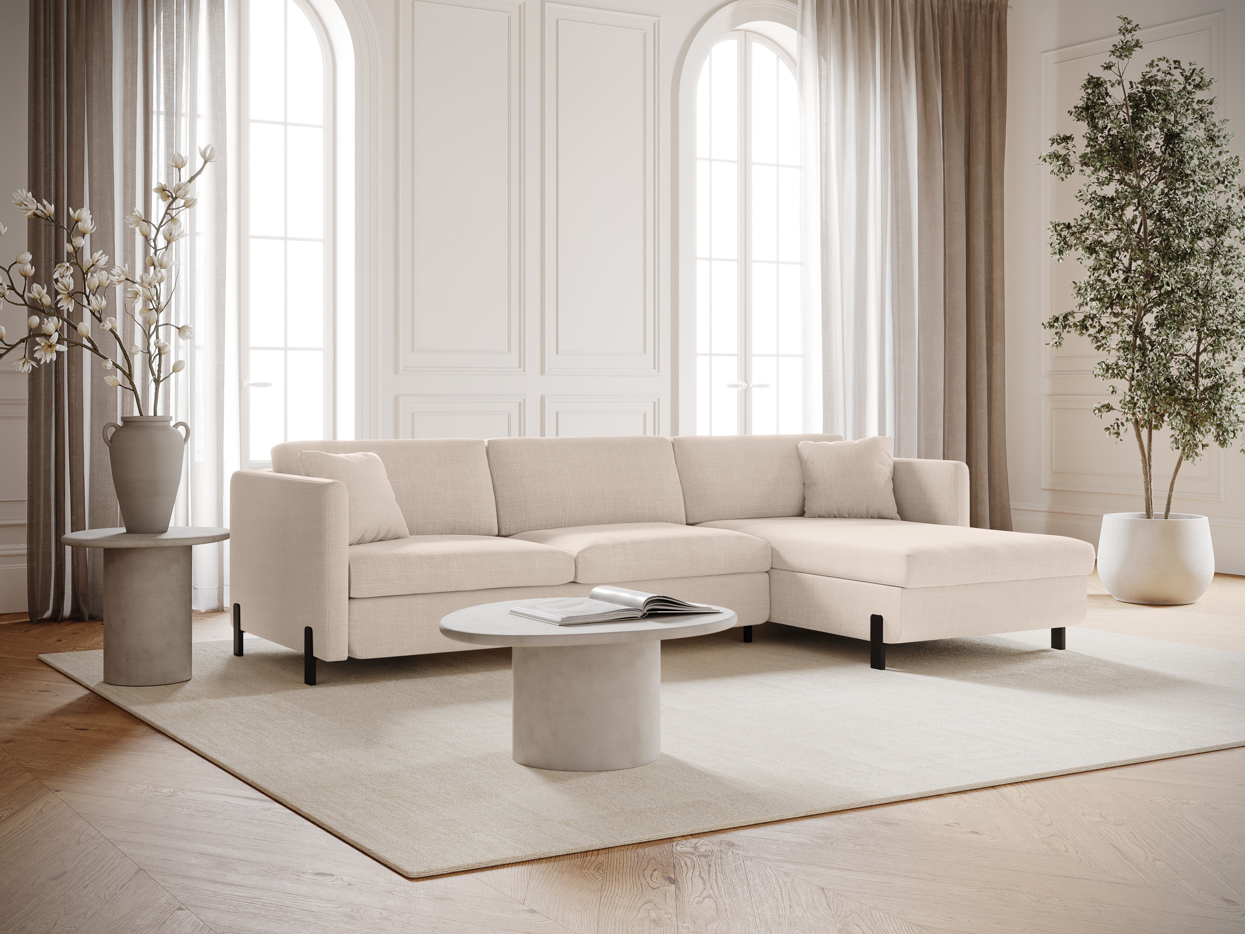 Rechte Ecke -Sofa mit Bettfunktion und Box, "Gloria", 4 Sitze, Beige, 260x170x80
In Europa gemacht