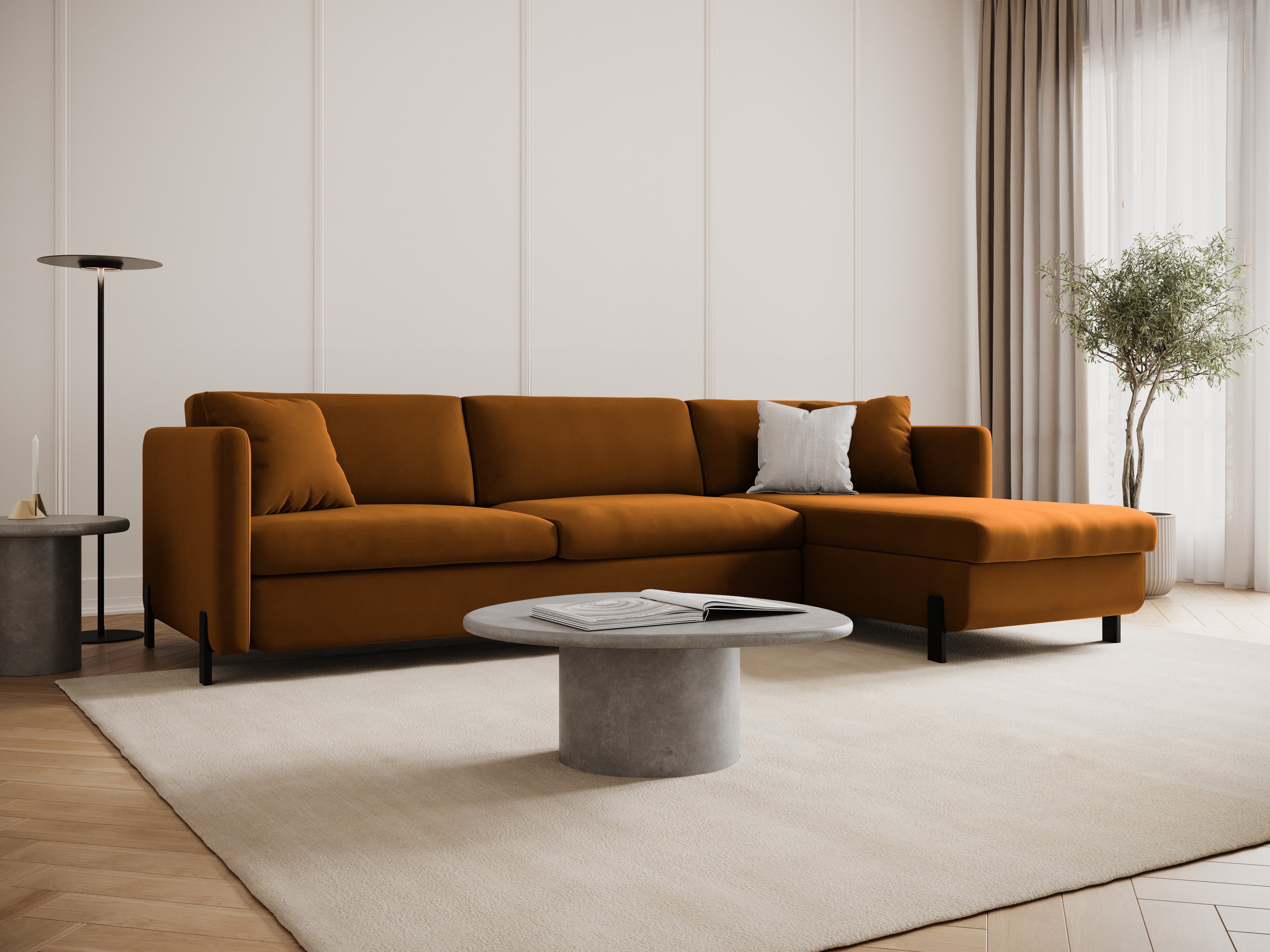 Samtrechter Ecksofa mit Bettfunktion, "Gloria", 4 Sitze, braun, 260x170x80
In Europa gemacht