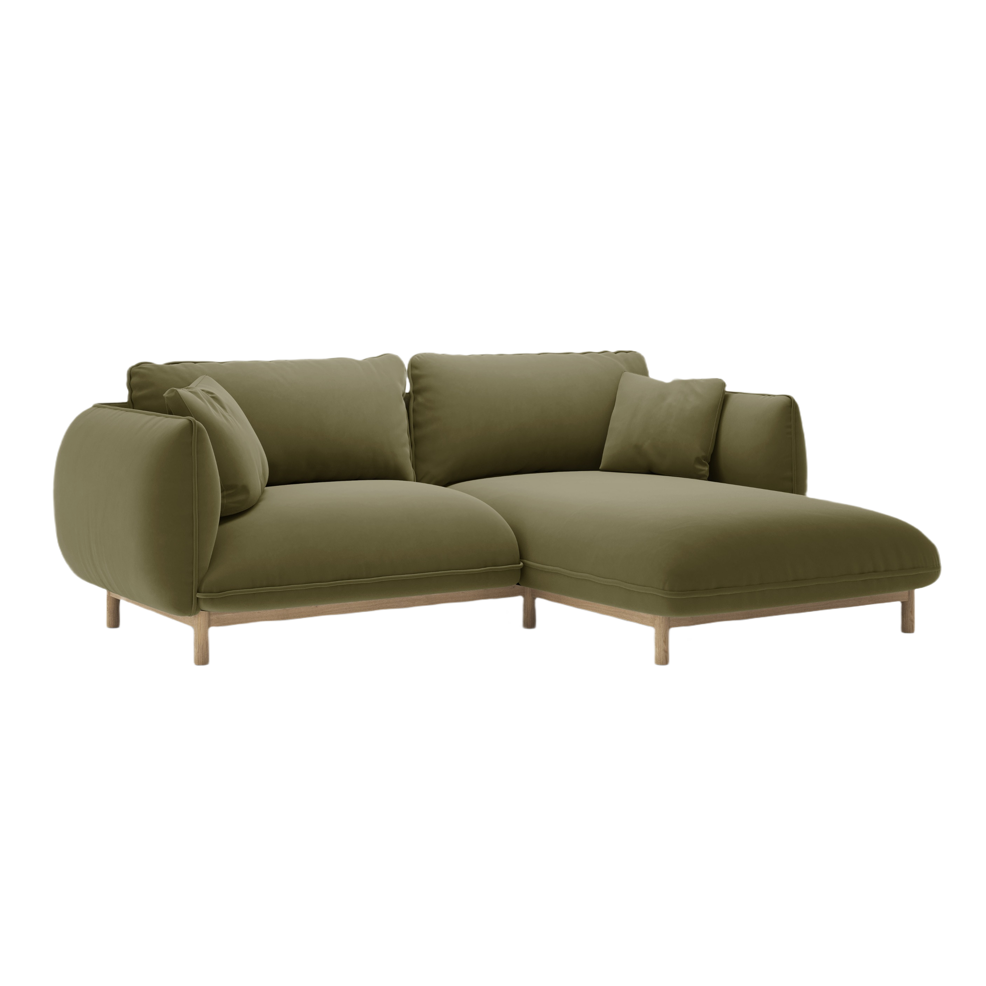 Right-facing velvet corner sofa ADA light green