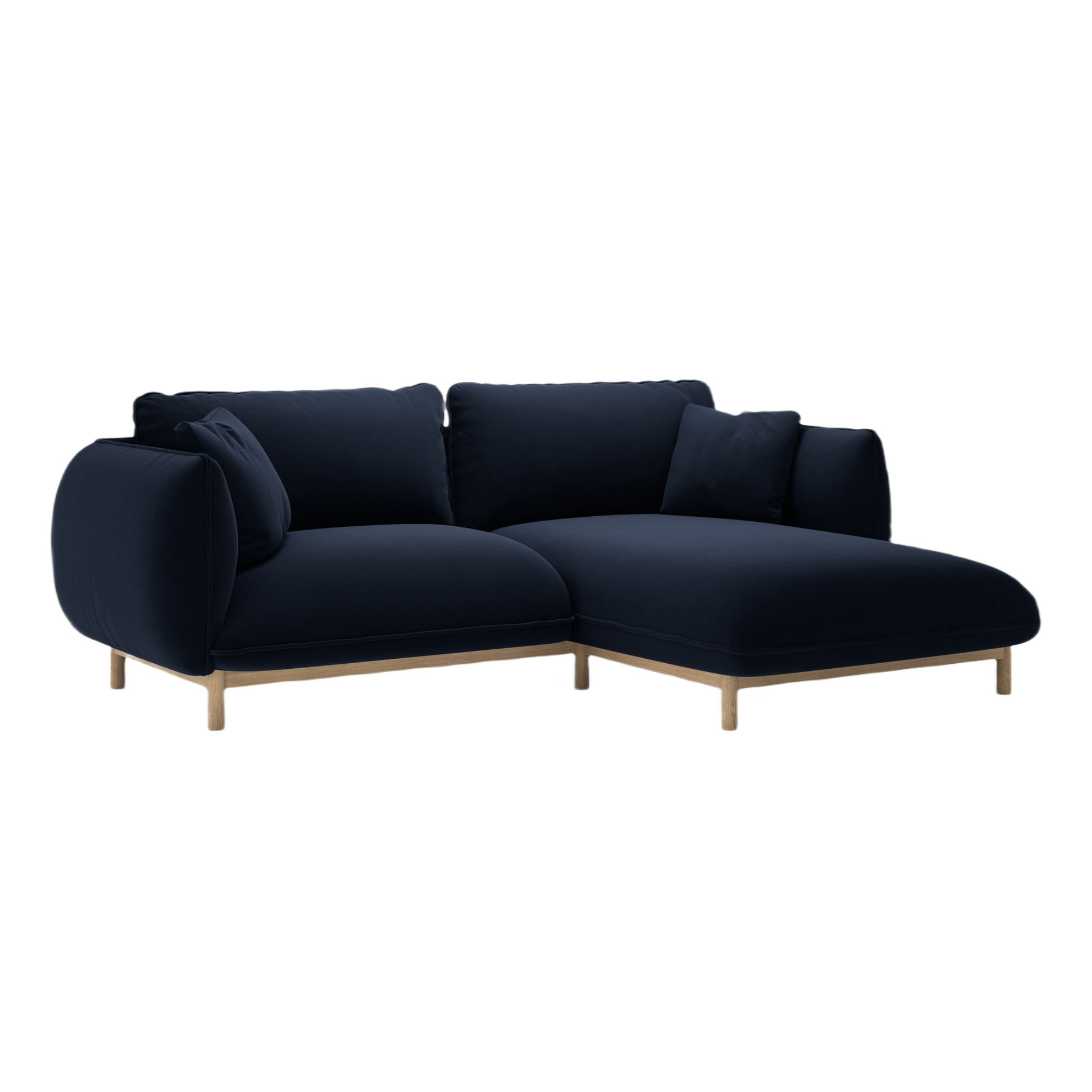 Right-facing velvet corner sofa ADA royal blue