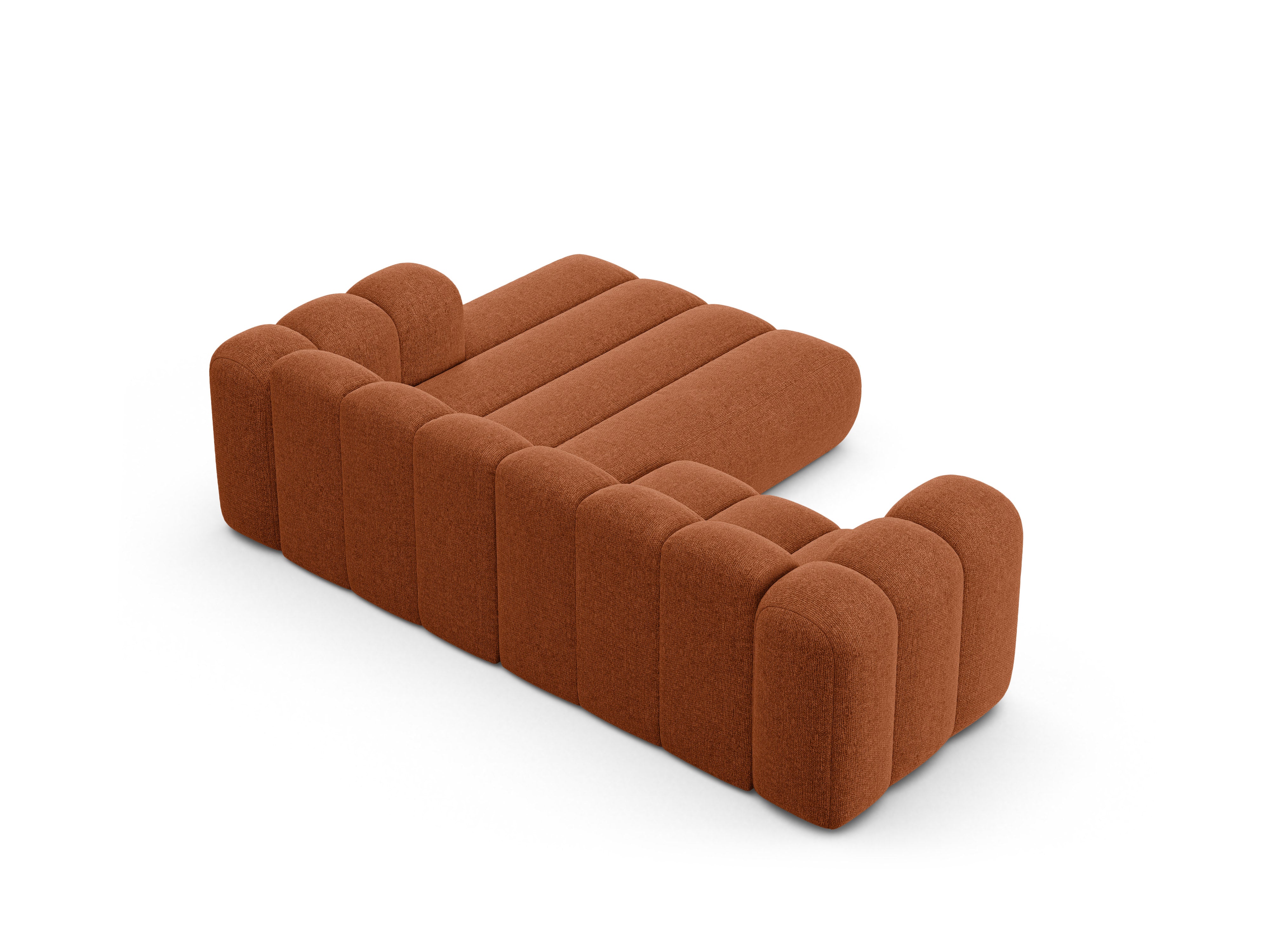 Right-facing 3-seater Corner Sofa LUPINE brick chenille