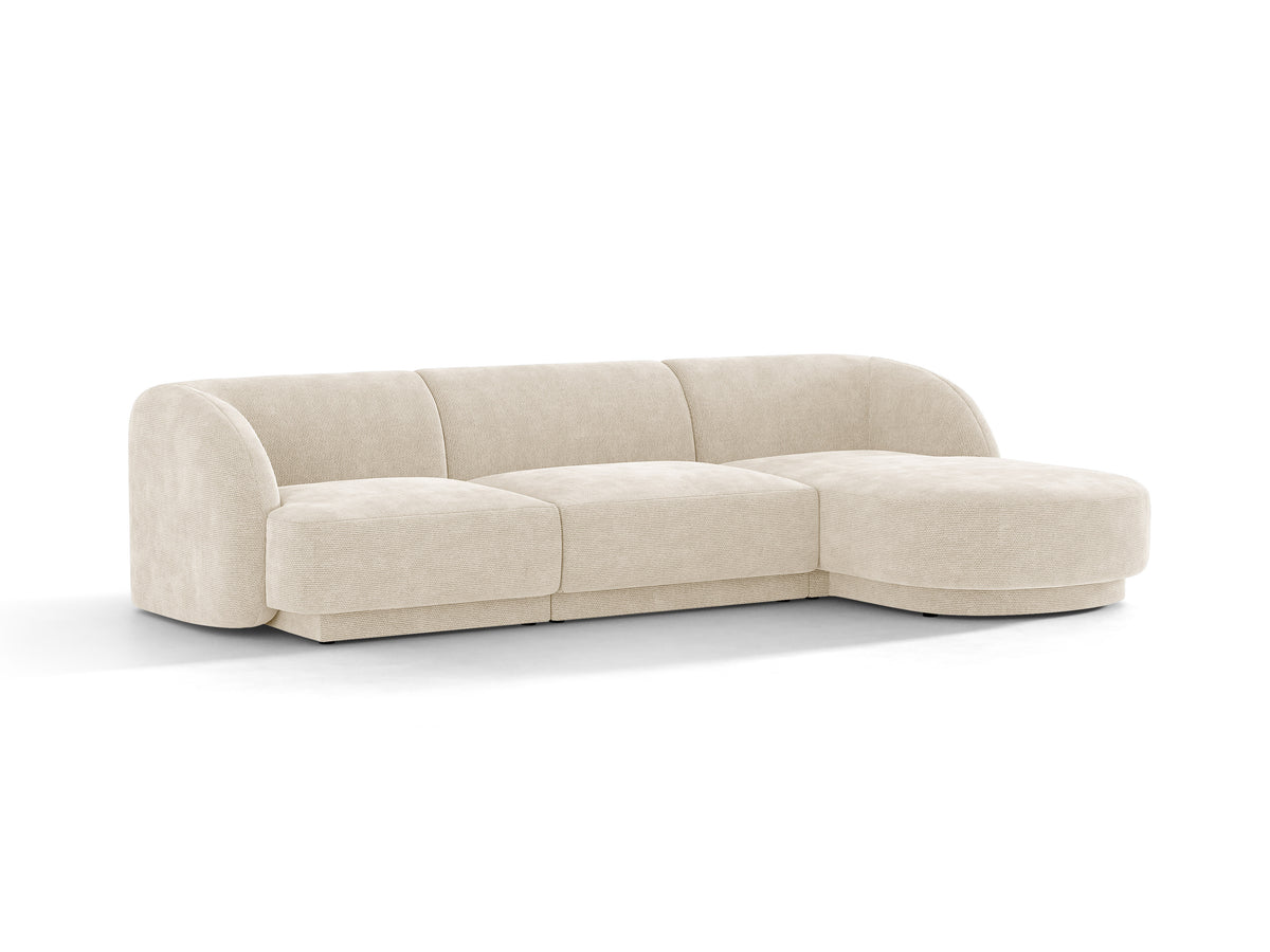 Narożnik 4-osobowy prawostronny MILEY kość słoniowa szenil – sofa narożna