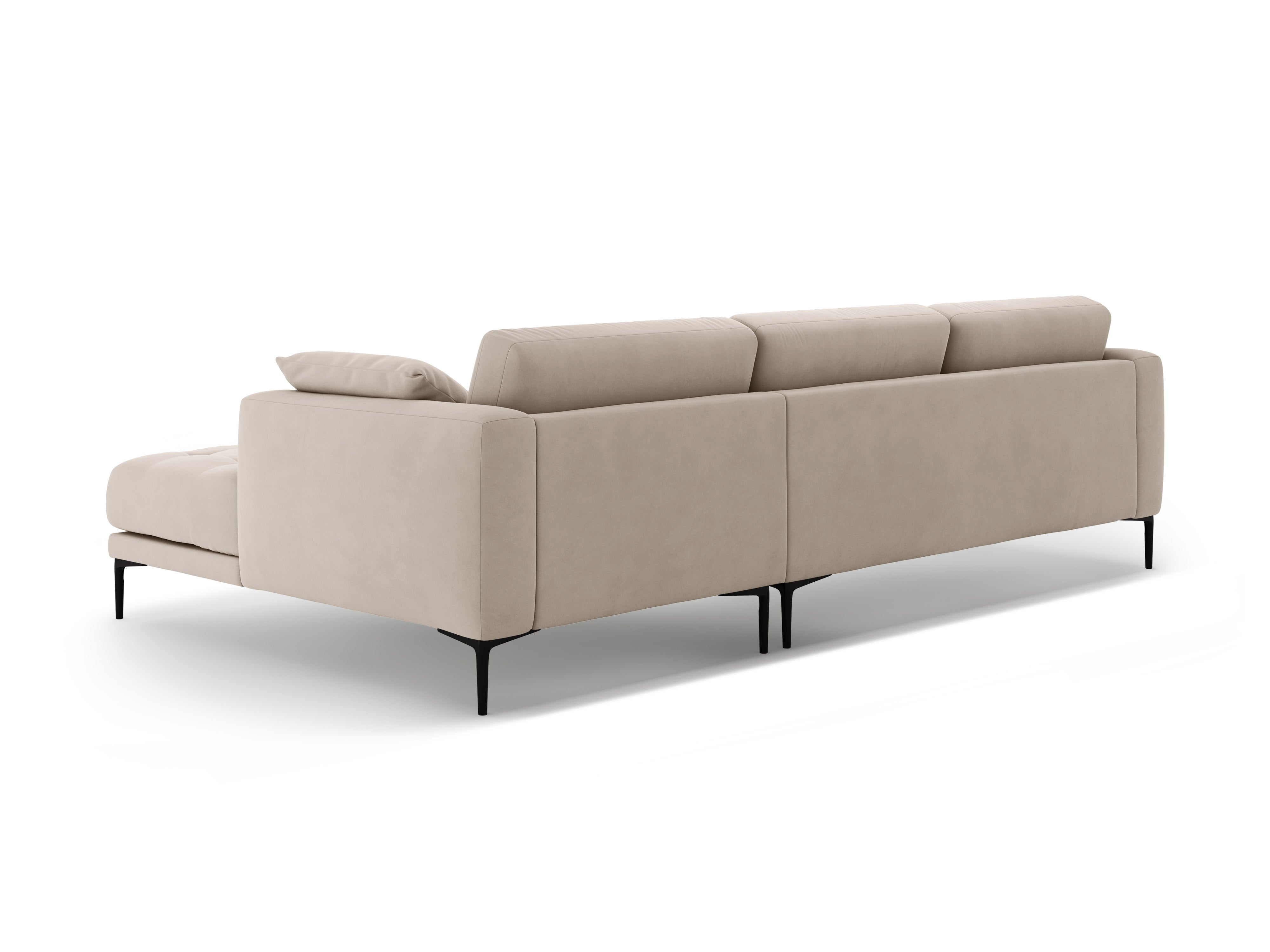 Right-facing velvet corner sofa BEMY beige