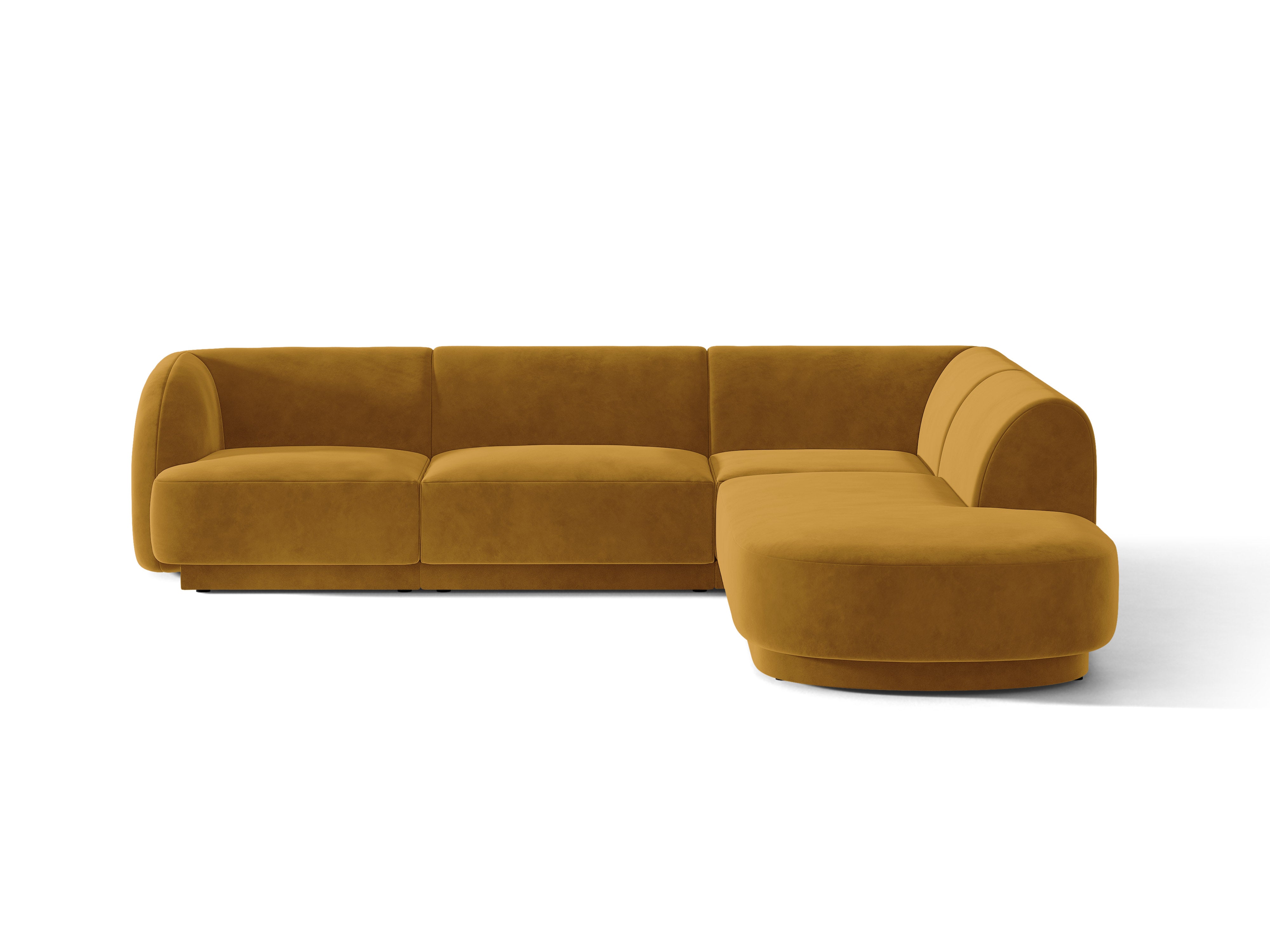 Narożnik aksamitny 6-osobowy prawostronny MILEY żółty