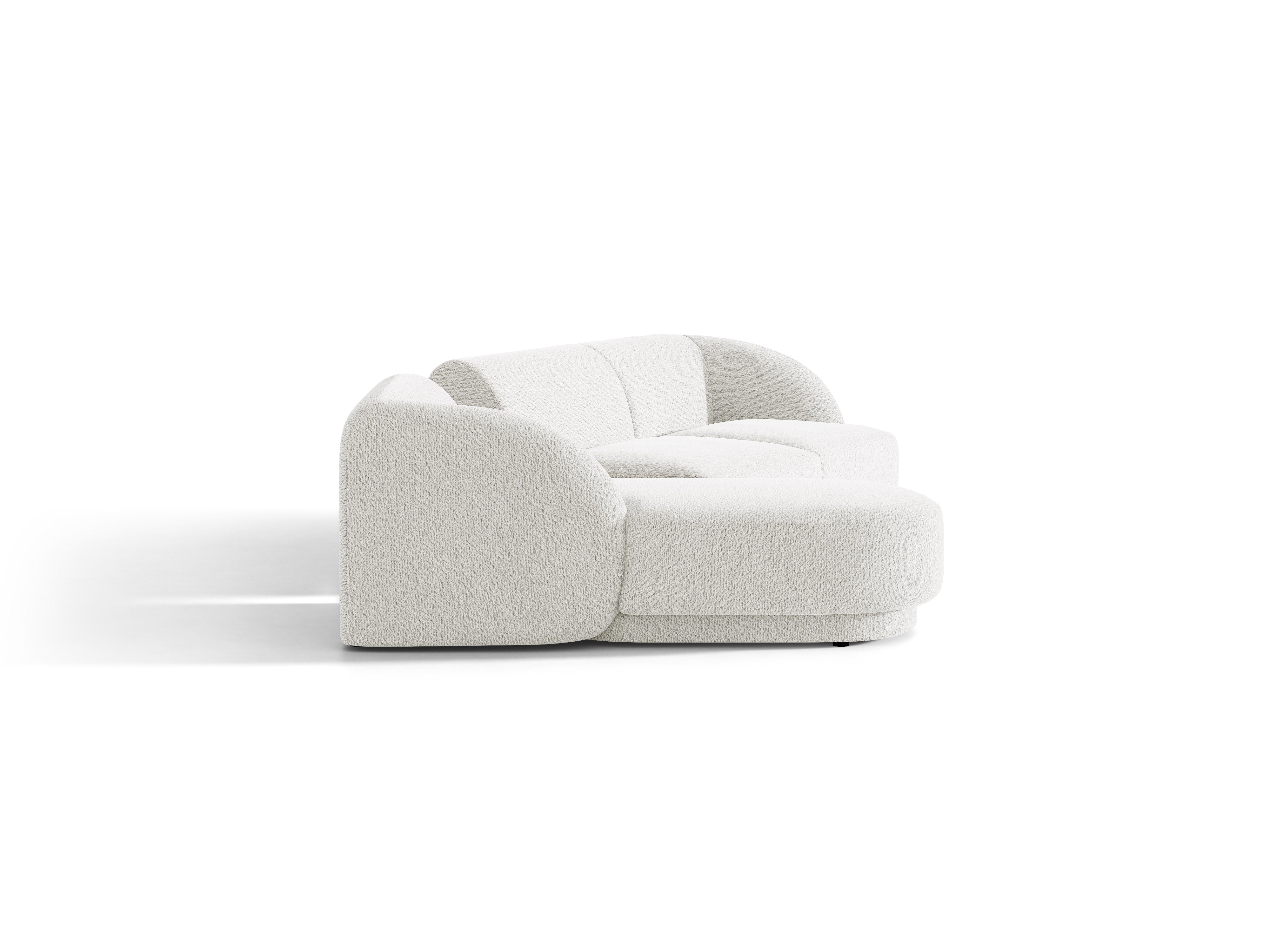 Narożnik modułowy ze stolikiem 3-osobowy lewostronny MILEY biały boucle – sofa narożna