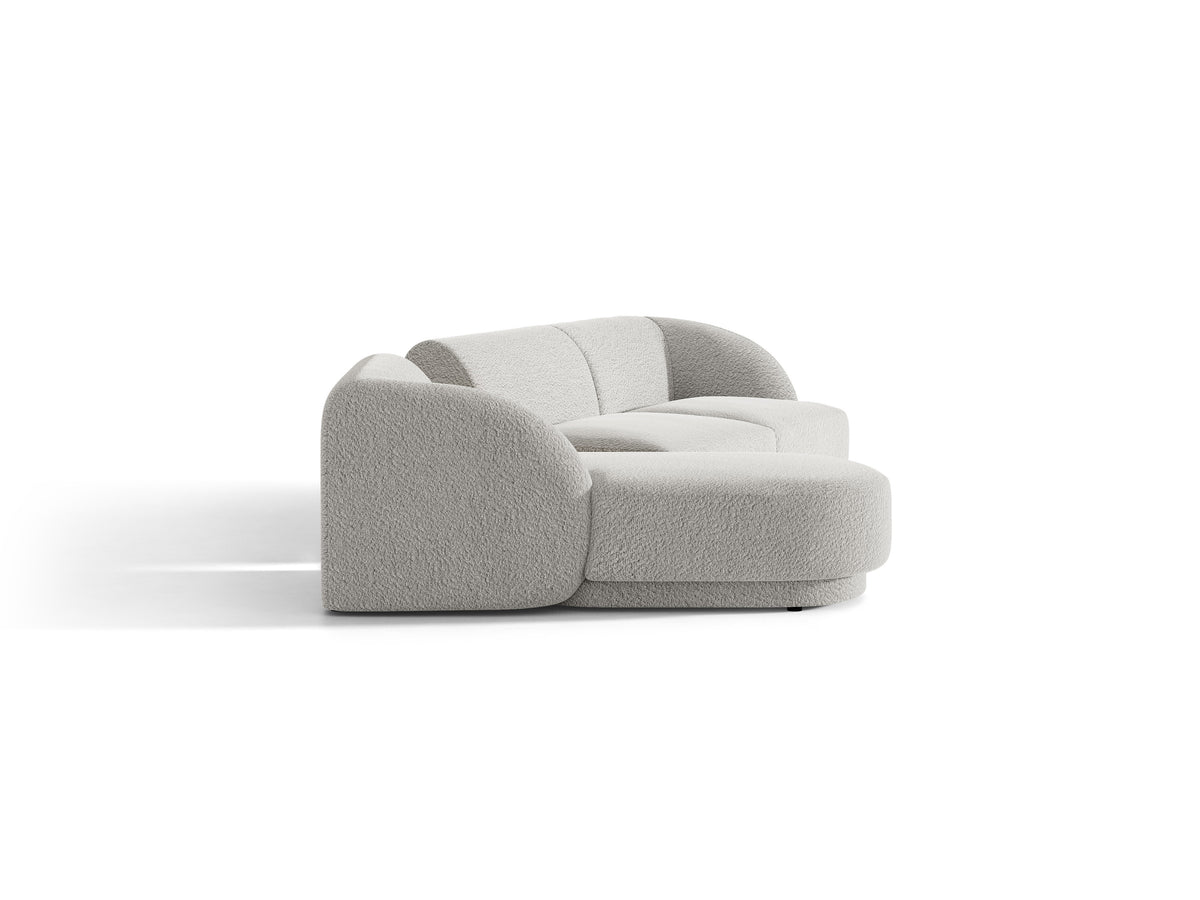 Narożnik modułowy ze stolikiem 3-osobowy lewostronny MILEY jasnoszary boucle – sofa narożna