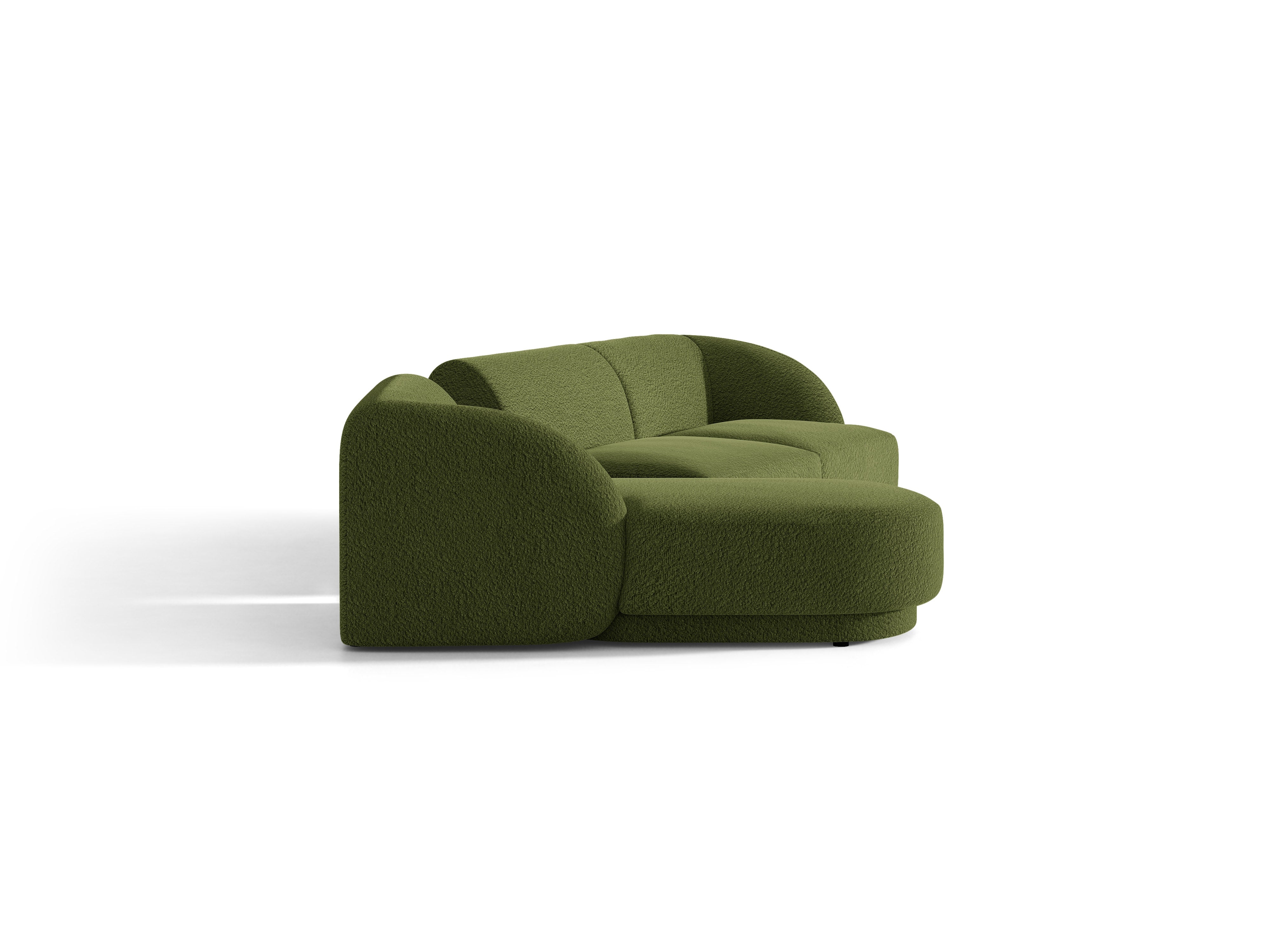 Narożnik modułowy ze stolikiem 3-osobowy lewostronny MILEY zielony boucle – sofa narożna
