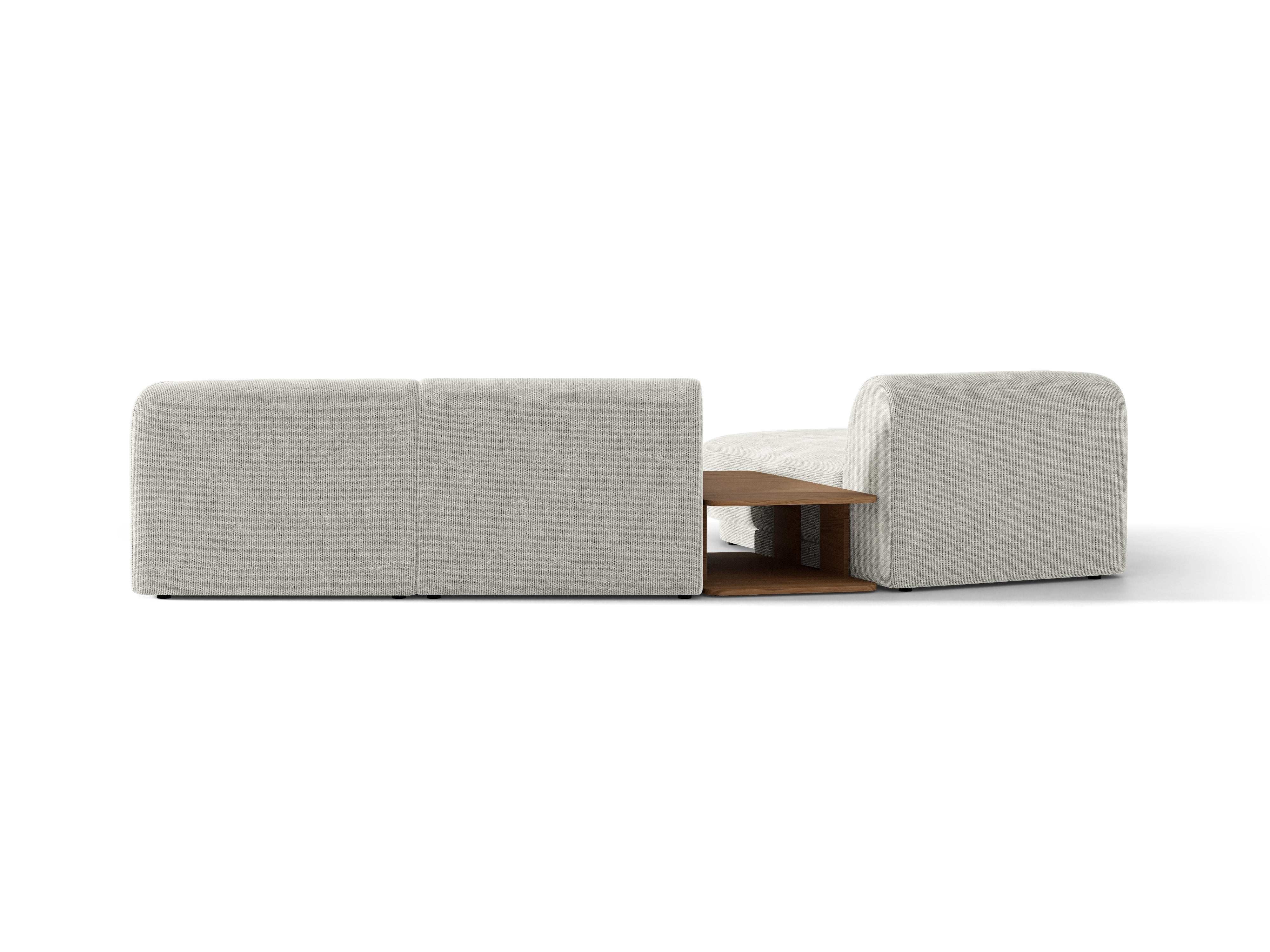 Narożnik modułowy ze stolikiem 3-osobowy lewostronny MILEY szary szenil – styl minimalistyczny