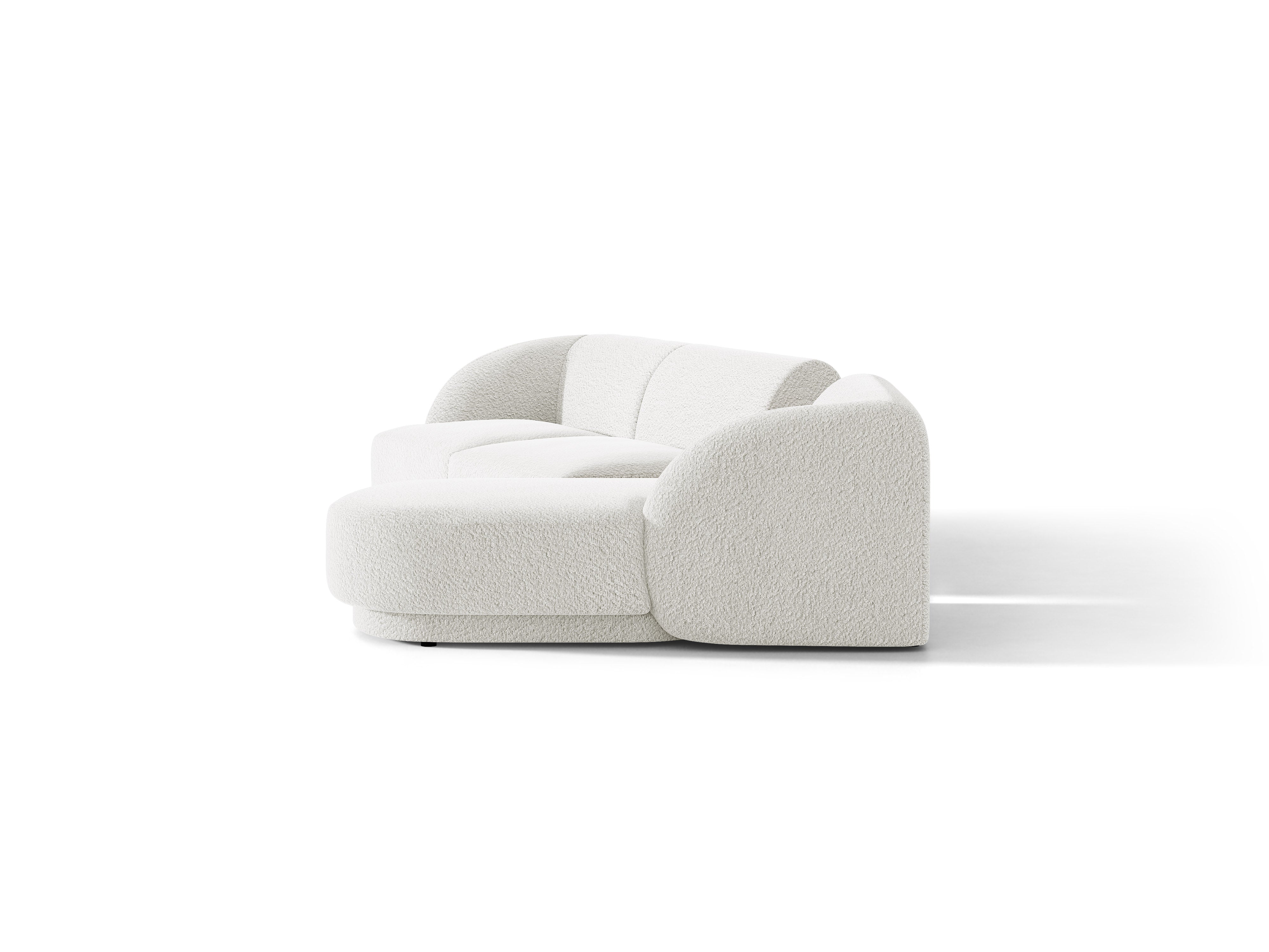 Narożnik modułowy ze stolikiem 3-osobowy prawostronny MILEY biały boucle – sofa narożna