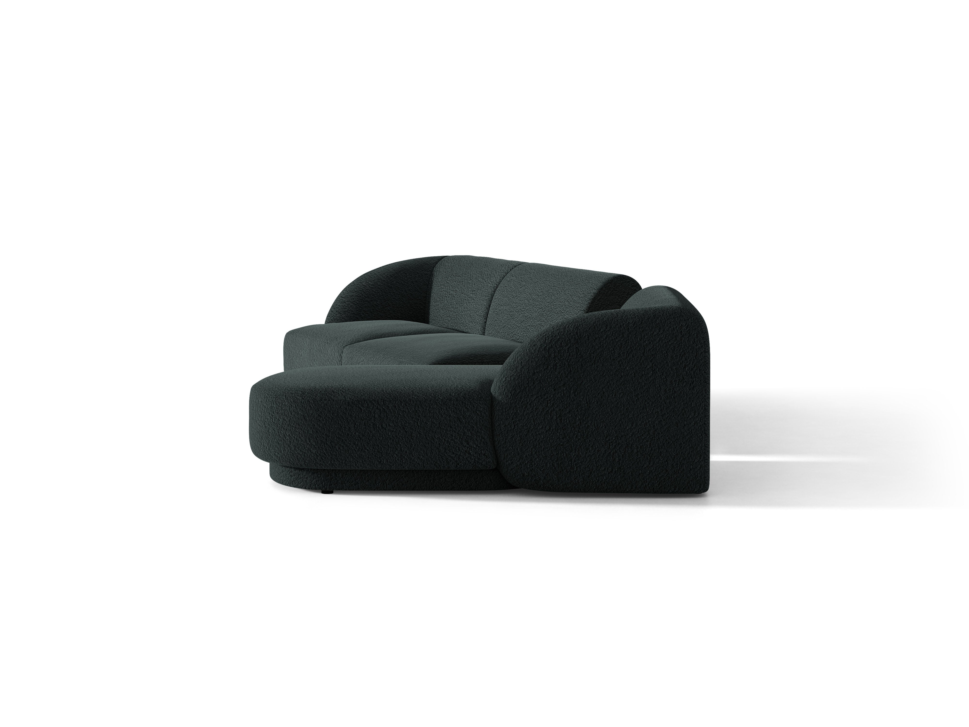 Narożnik modułowy ze stolikiem 3-osobowy prawostronny MILEY czarny boucle – sofa narożna