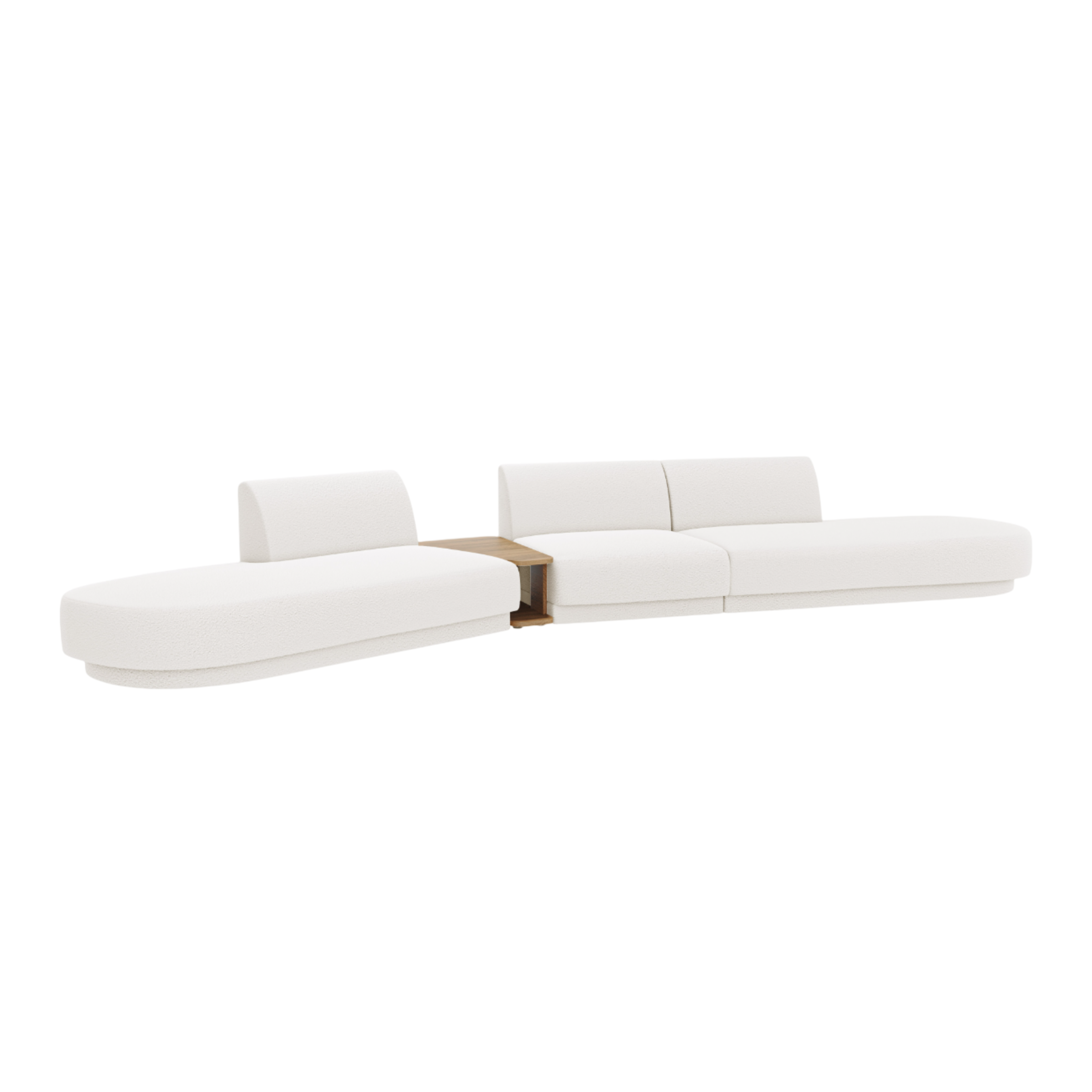 Sofa modułowa lewostronna ze stolikiem 5-osobowa MILEY biały boucle