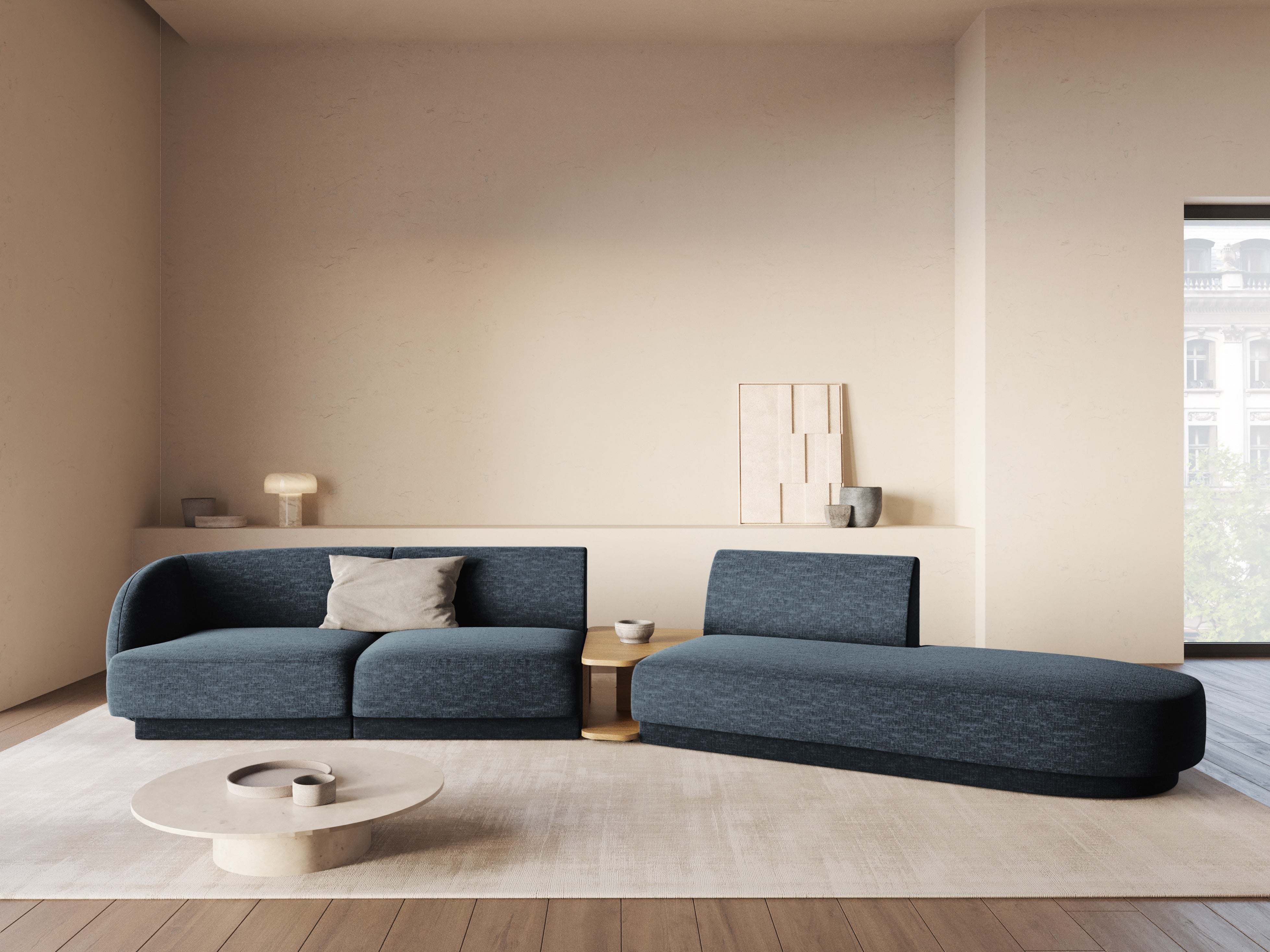 Right-facing modular velvet sofa for 6 people MILEY gray