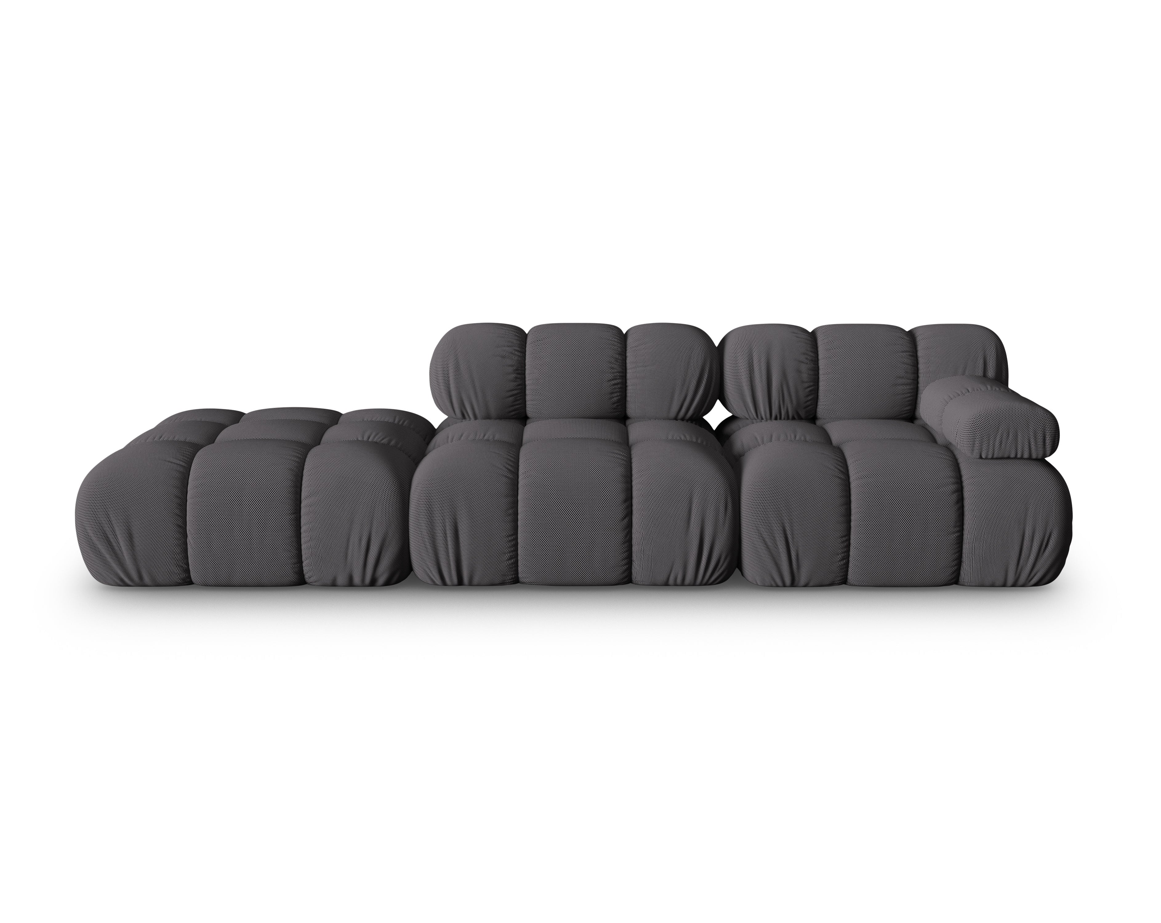 Sofa modułowa otwarta lewostronna BELLIS ciemnoszara tkanina 3D