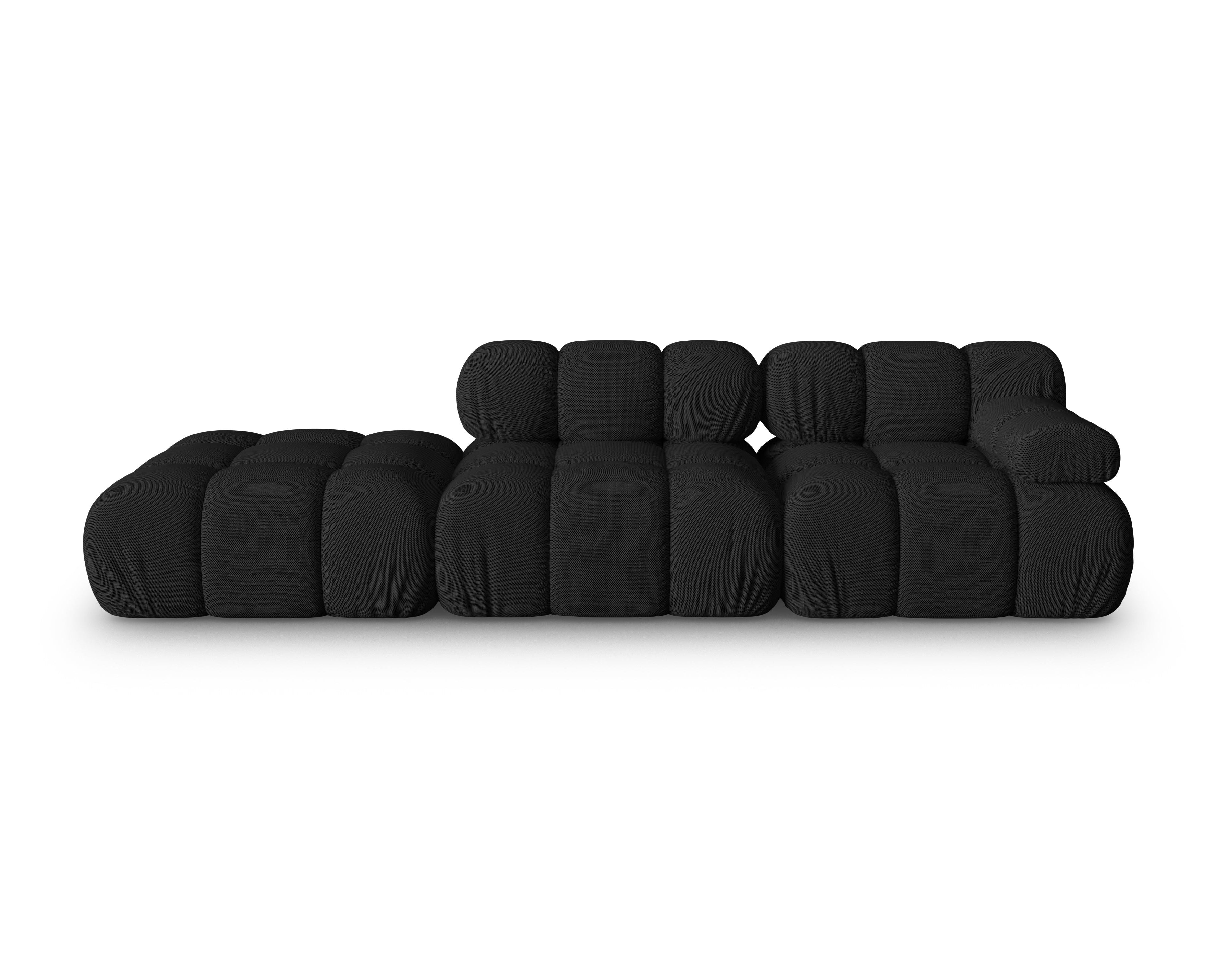 Sofa modułowa otwarta lewostronna BELLIS czarna tkanina 3D