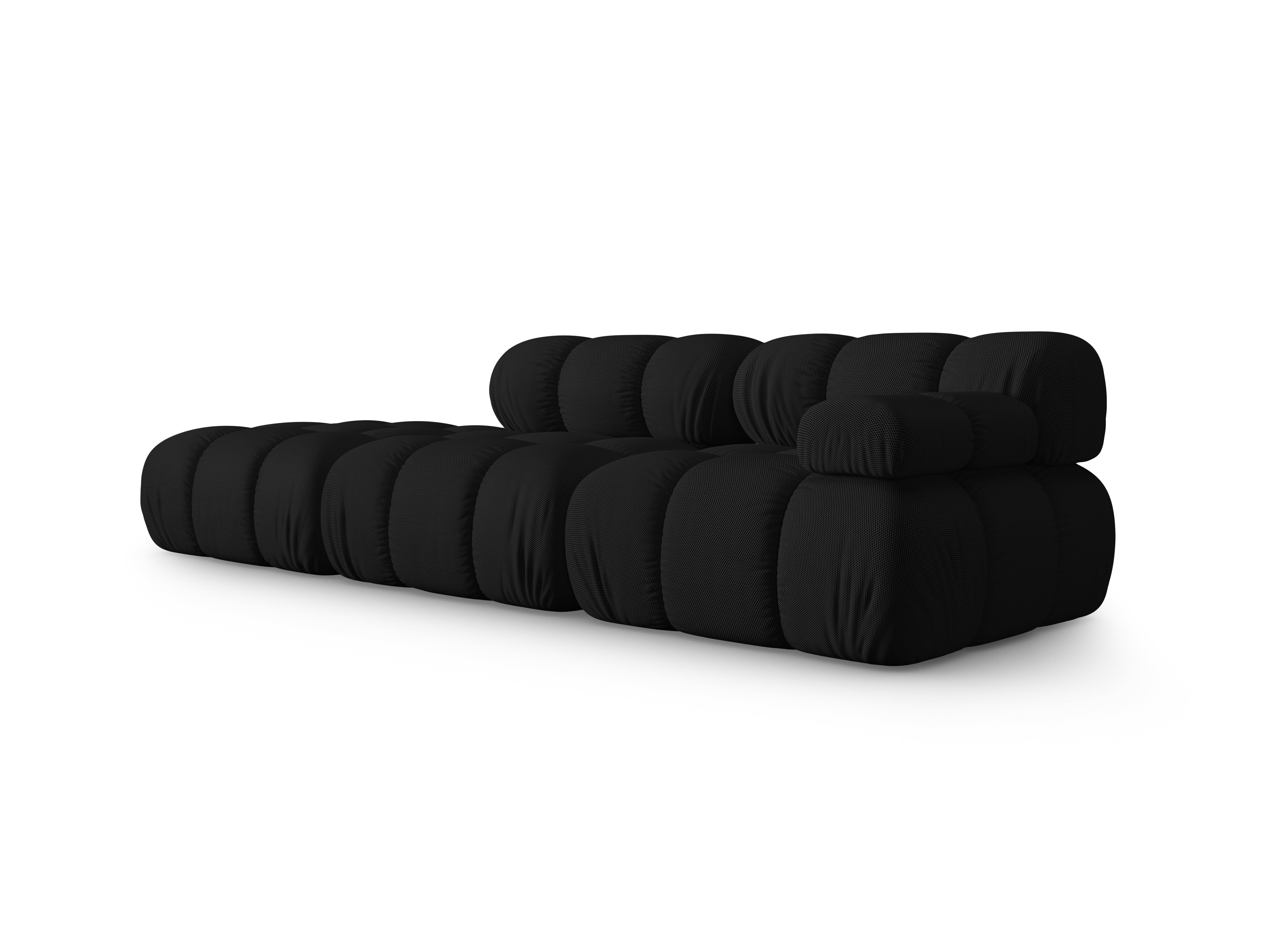 Sofa modułowa otwarta lewostronna BELLIS czarna tkanina 3D
