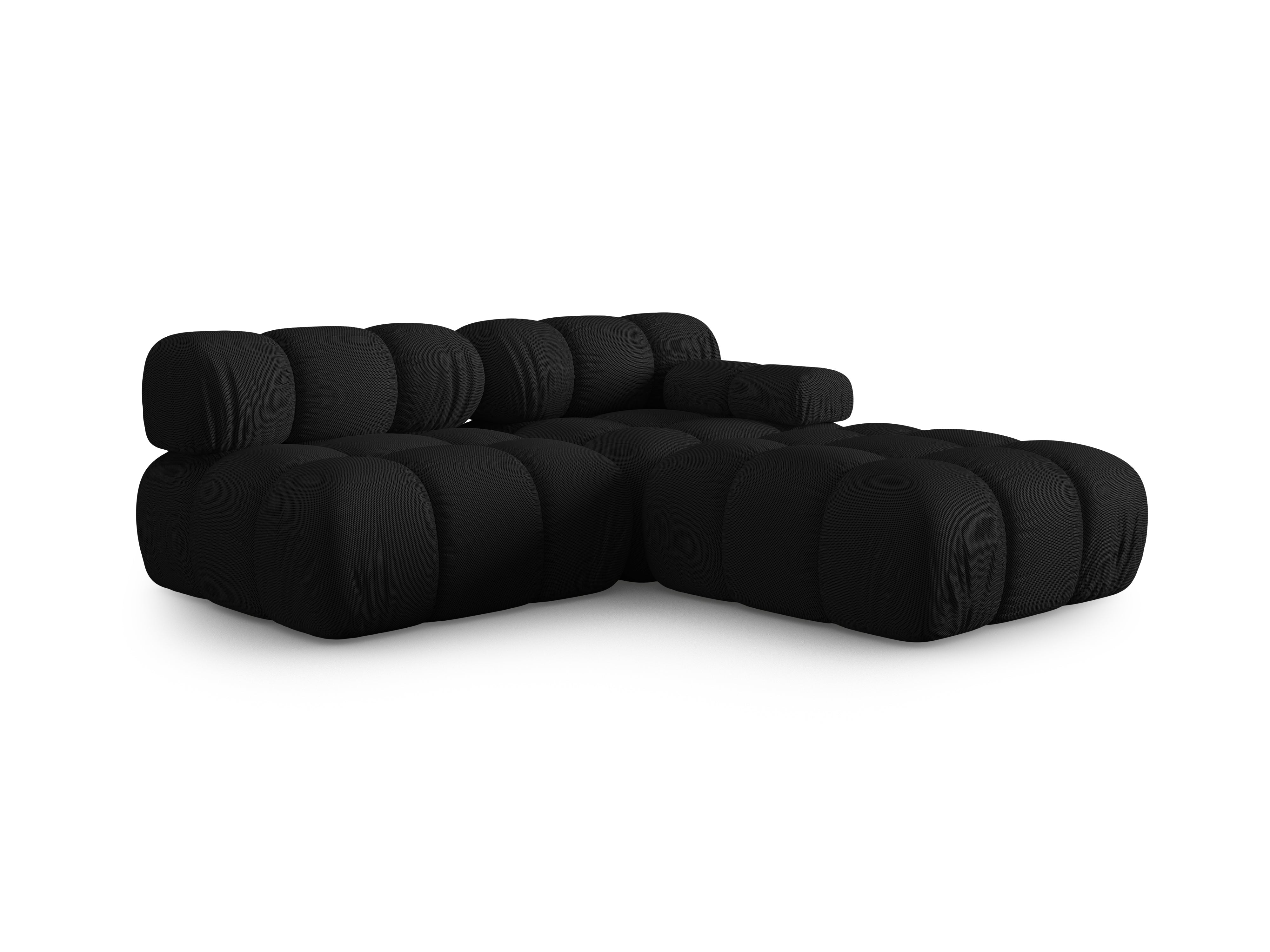 Sofa modułowa otwarta lewostronna BELLIS czarna tkanina 3D