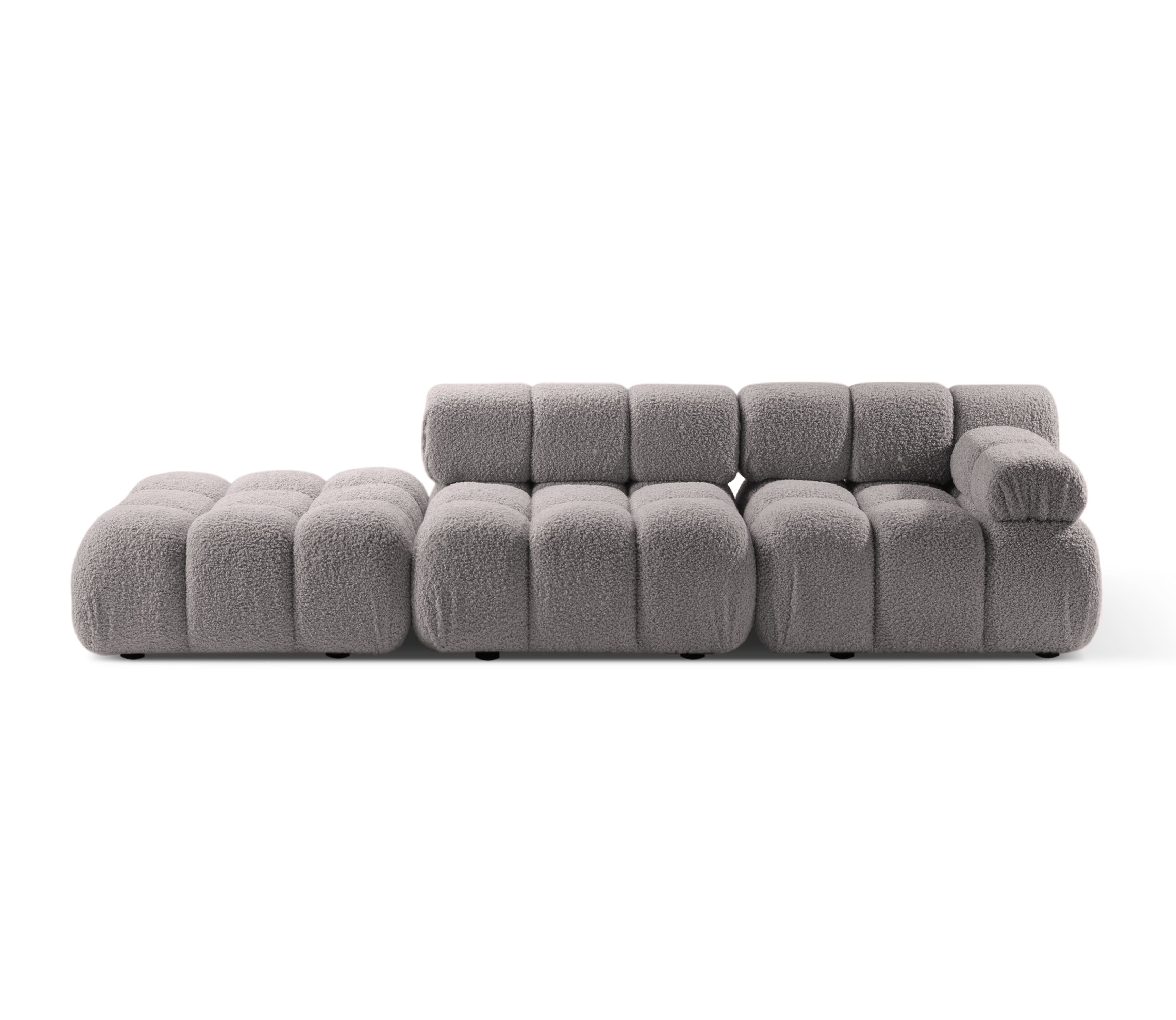 Sofa modułowa otwarta lewostronna BELLIS szary boucle