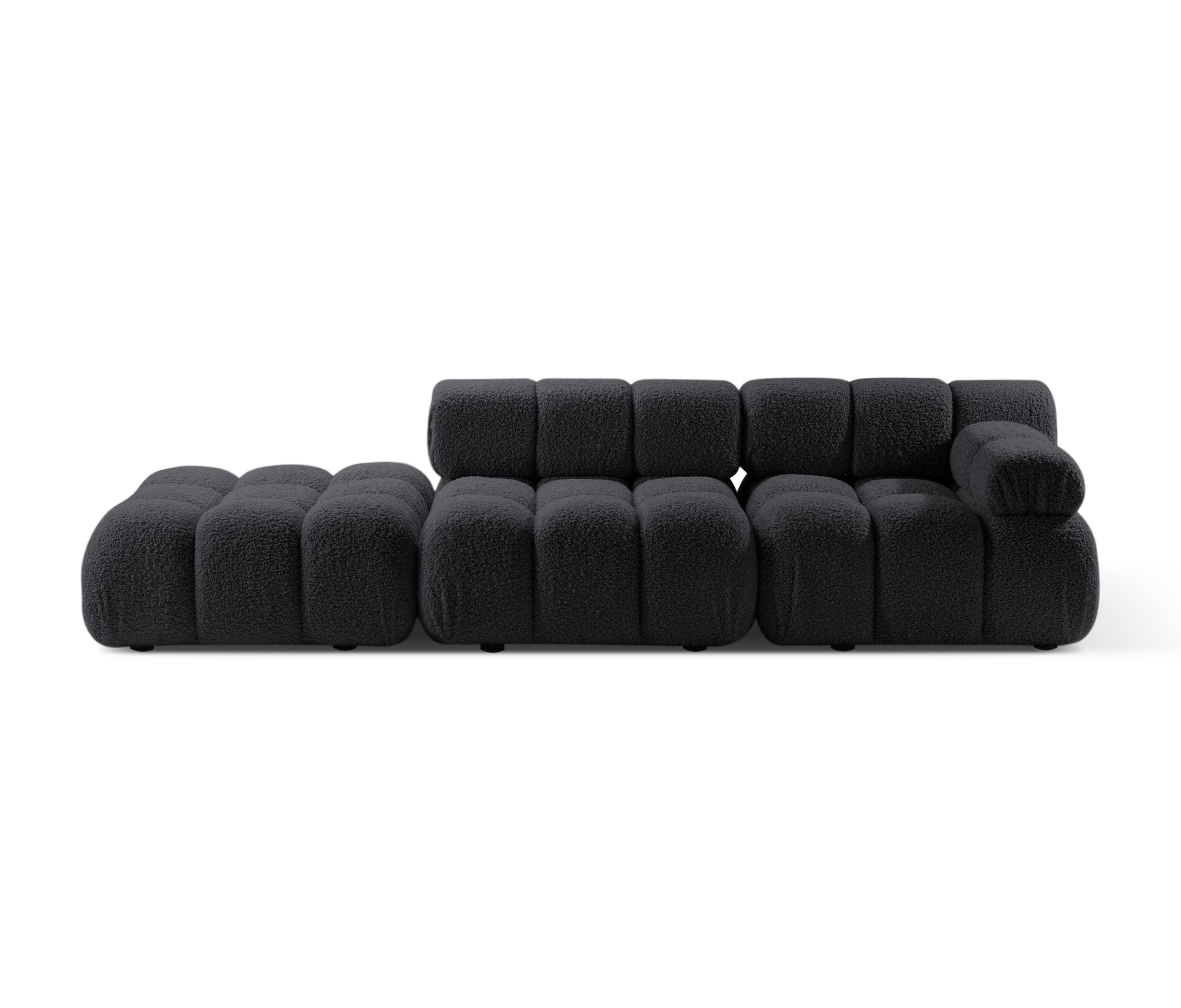 Sofa modułowa otwarta lewostronna BELLIS grafitowy boucle