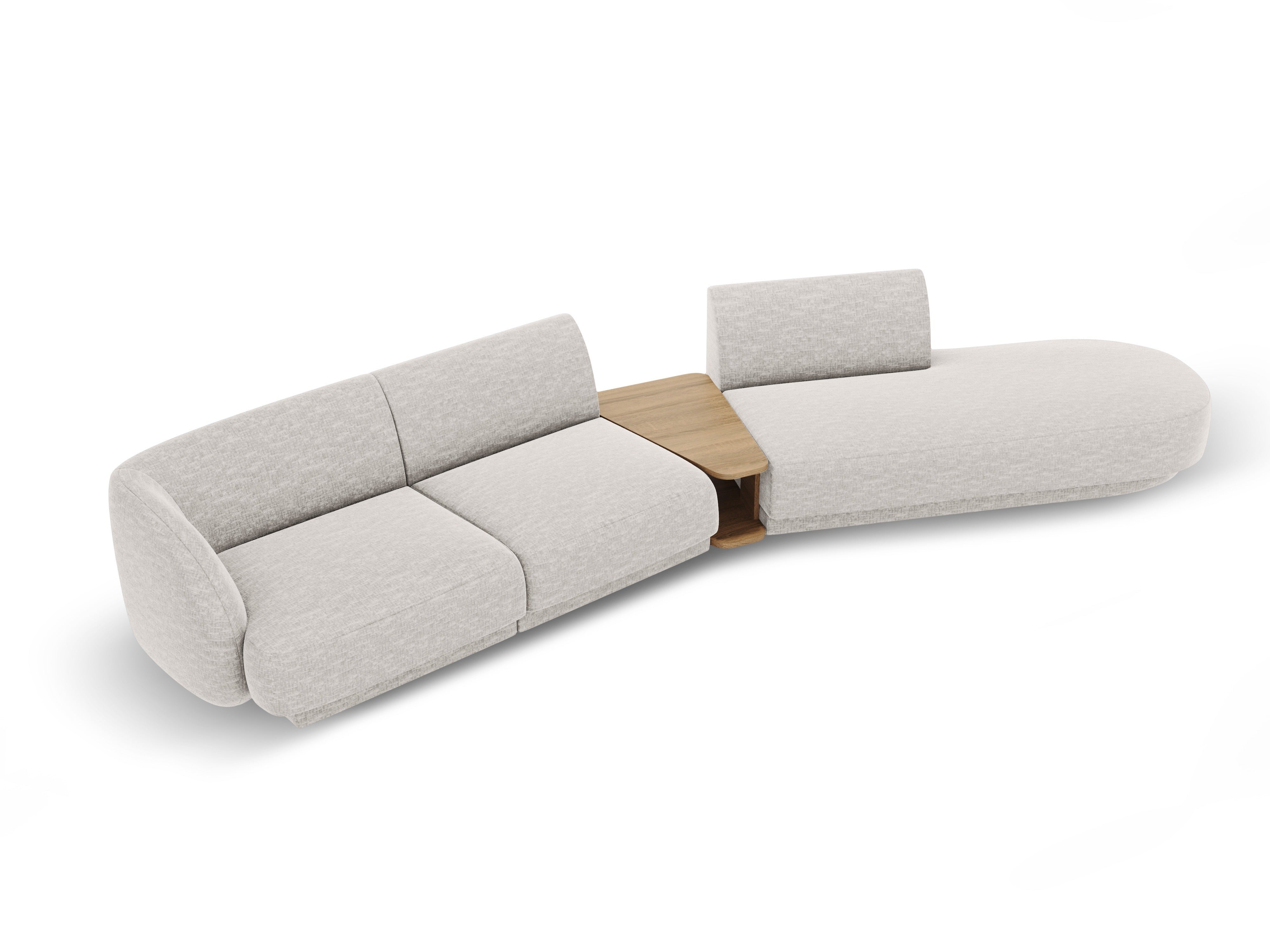 Sofa modułowa prawostronna ze stolikiem 4-osobowa MILEY szary szenil