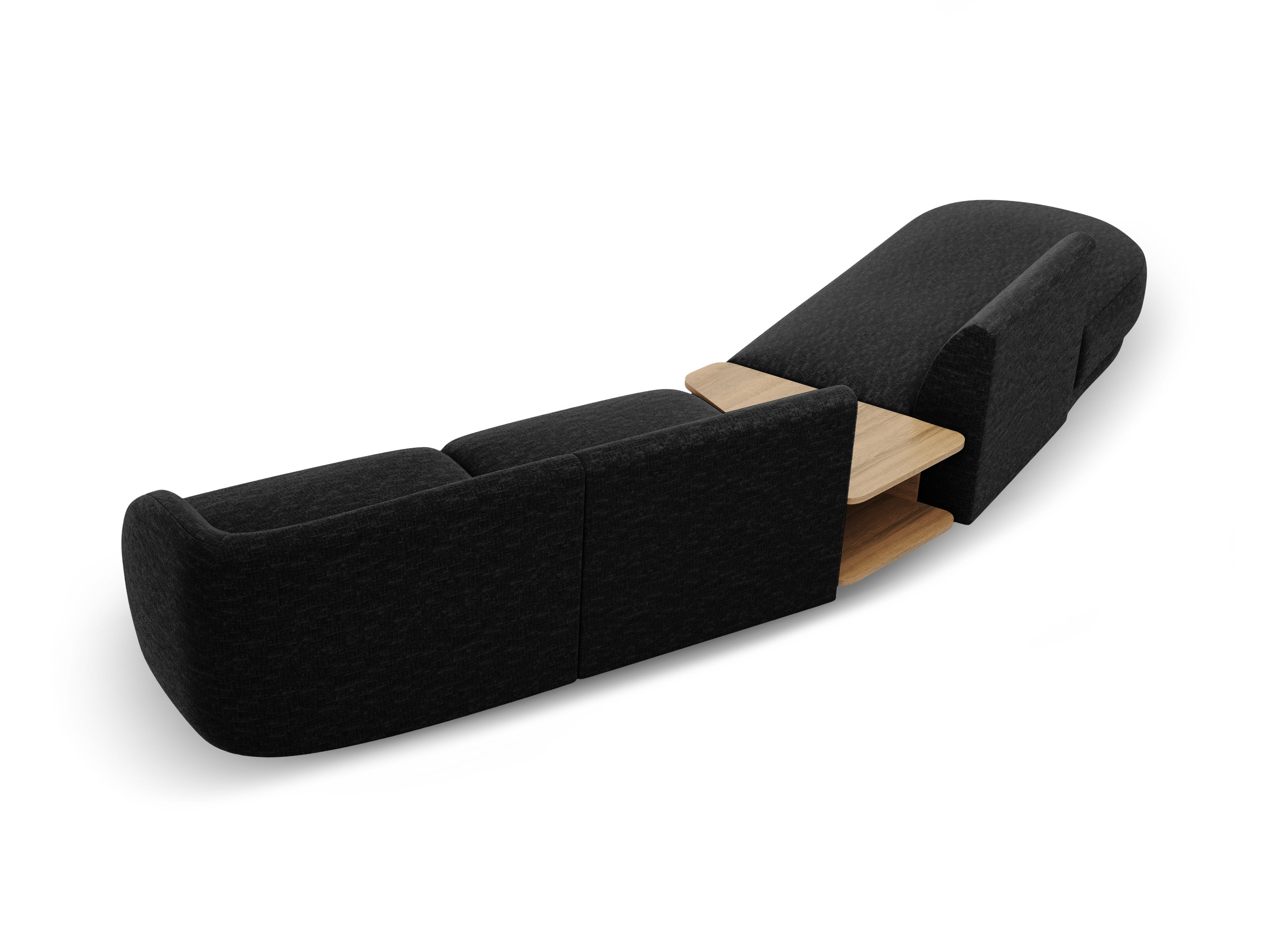 Sofa modułowa lewostronna ze stolikiem 4-osobowa MILEY czarny szenil