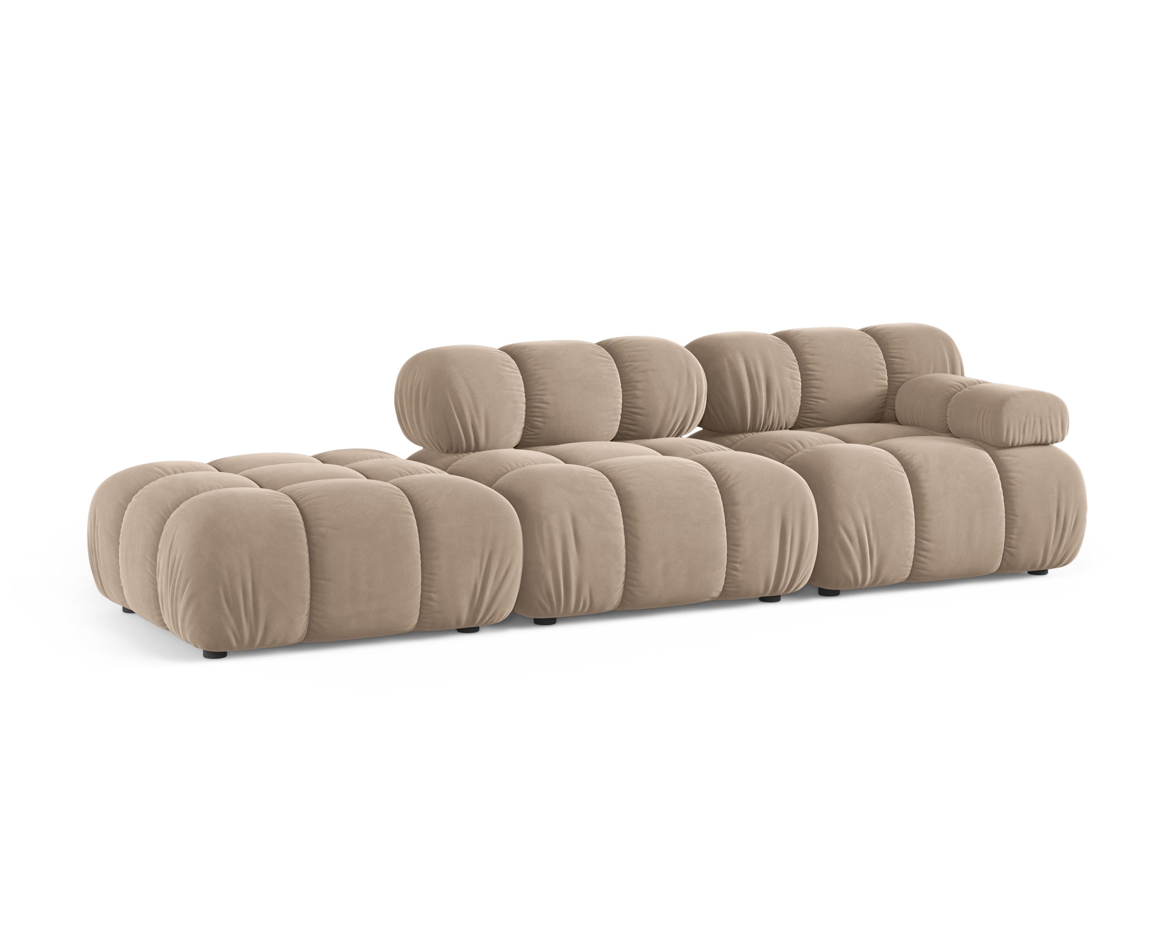 Sofa modułowa otwarta lewostronna BELLIS beżowy welur