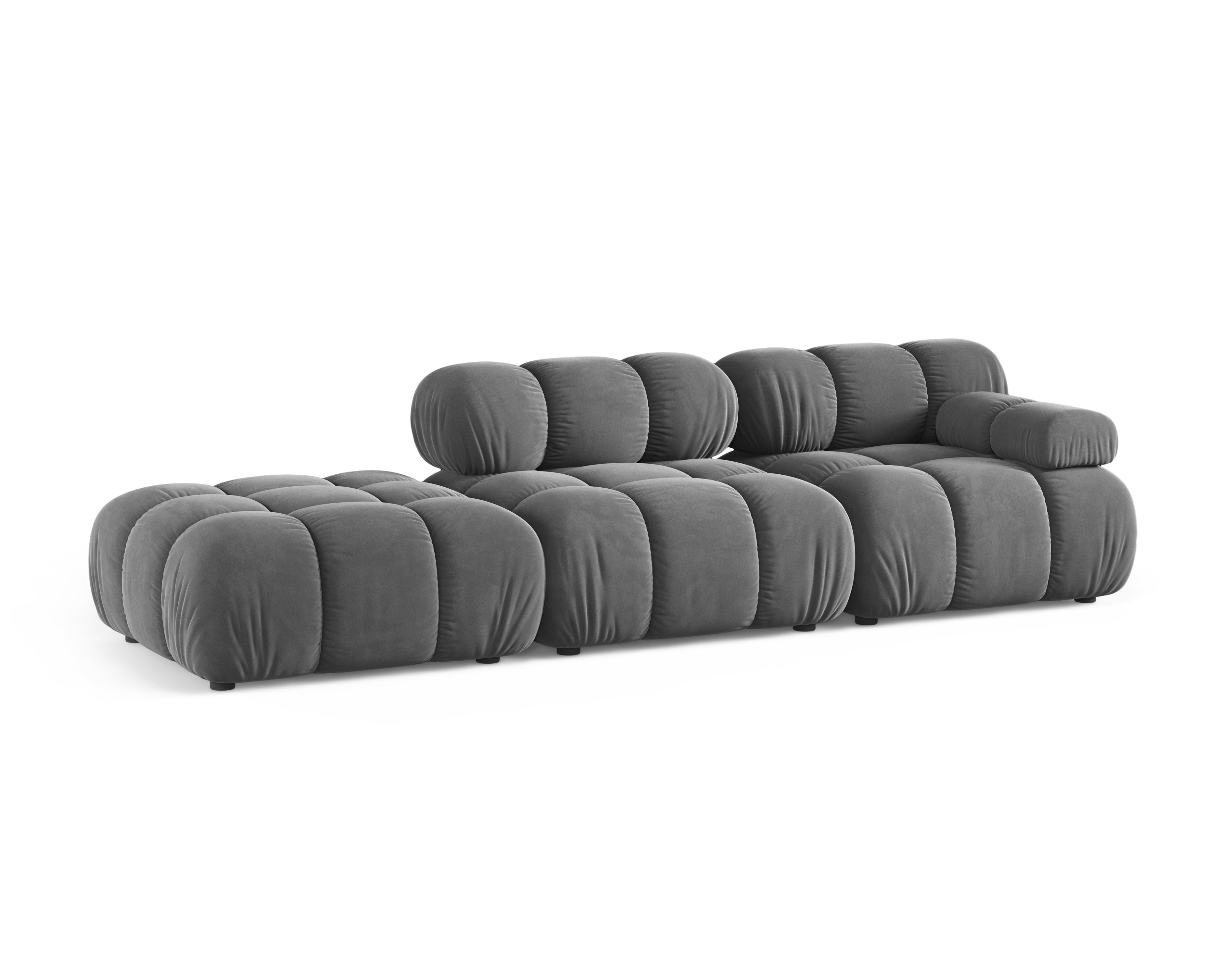 Sofa modułowa otwarta lewostronna BELLIS jasnoszary welur