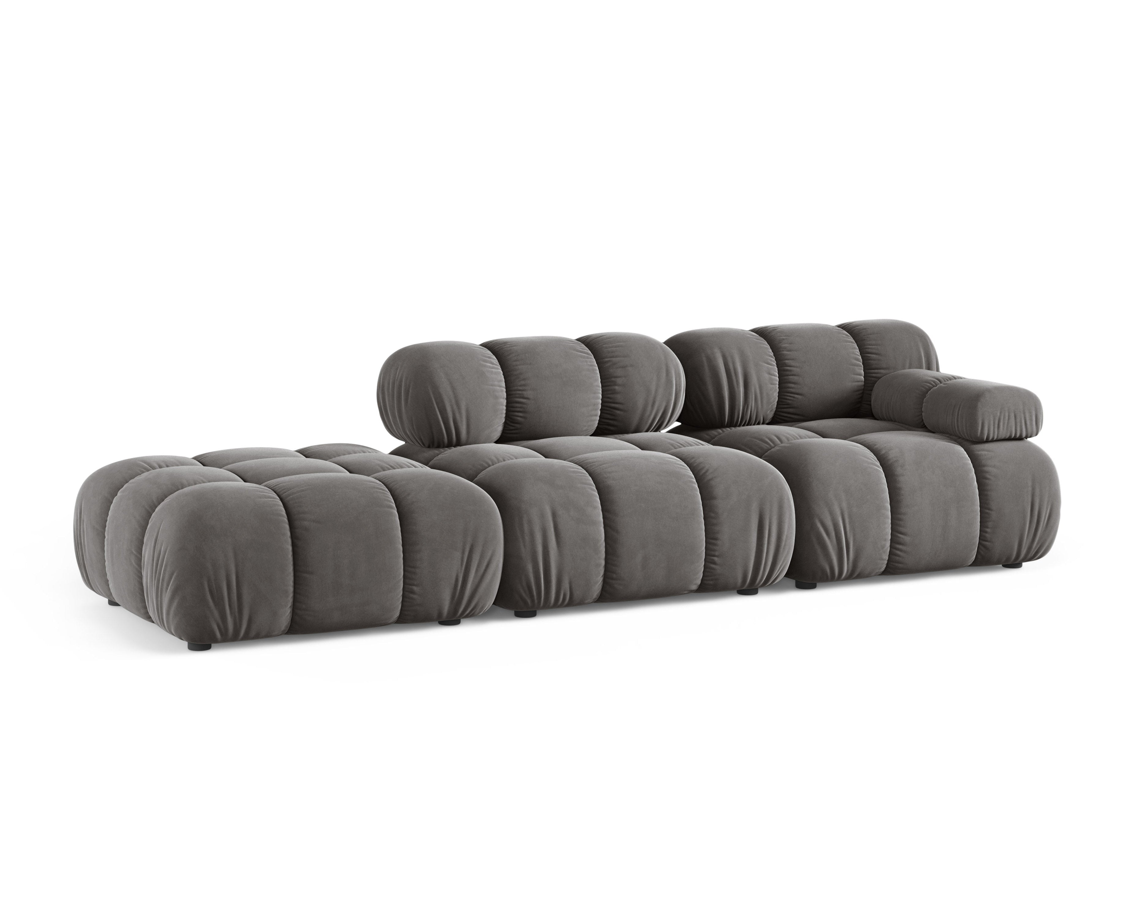 Sofa modułowa aksamitna otwarta lewostronna BELLIS szary