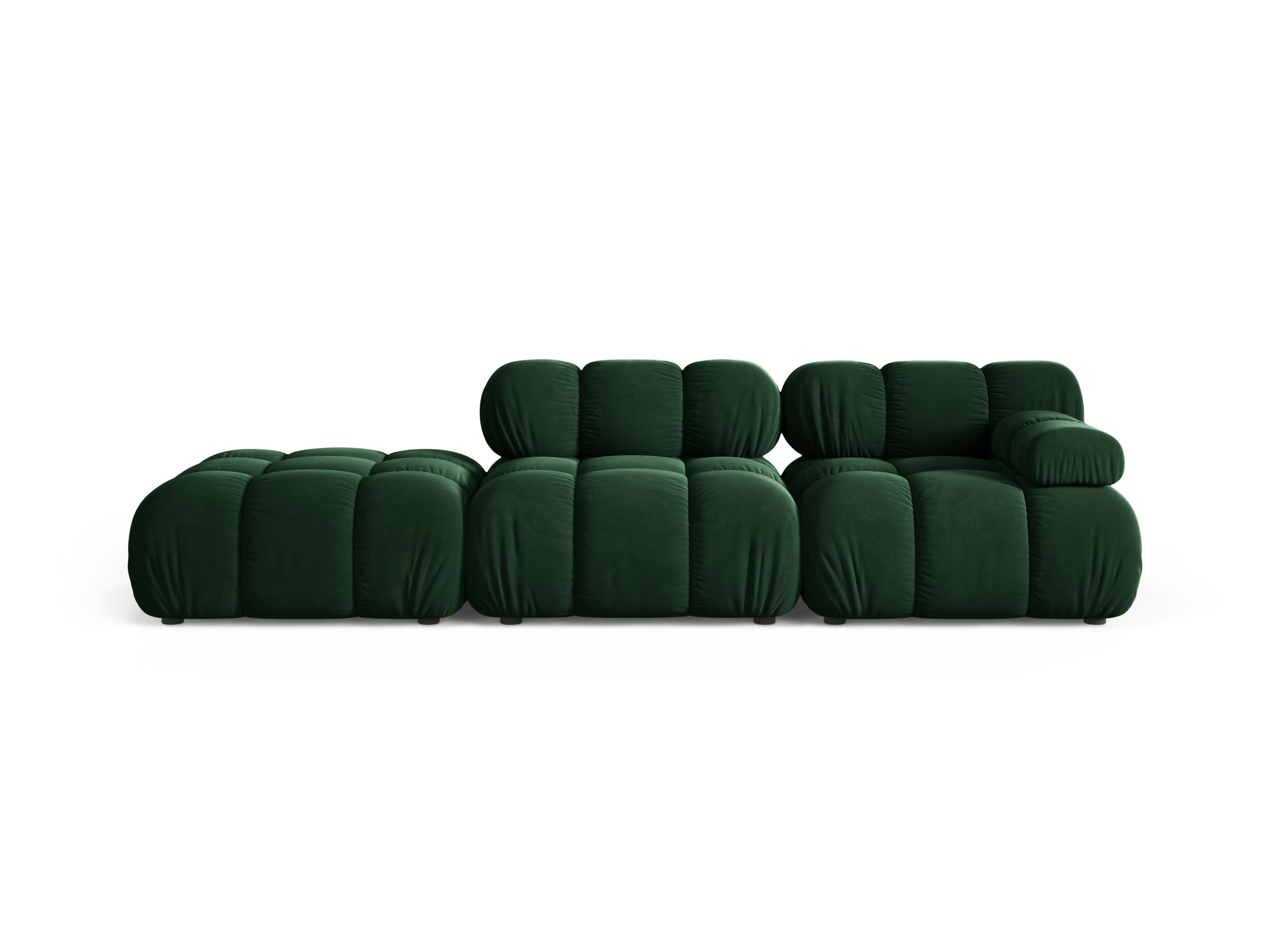 Sofa modułowa aksamitna otwarta lewostronna BELLIS butelkowy zielony