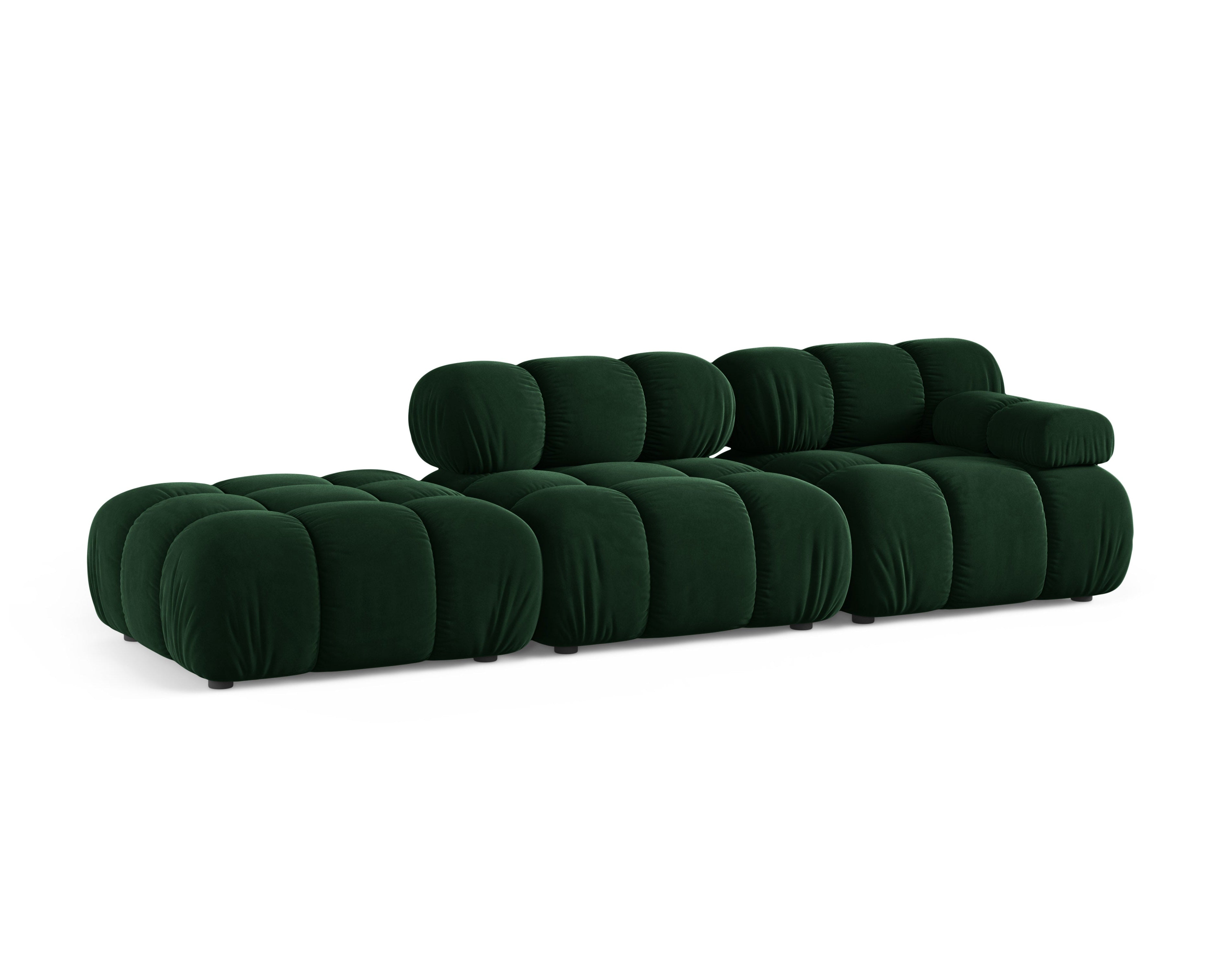 Sofa modułowa aksamitna otwarta lewostronna BELLIS butelkowy zielony