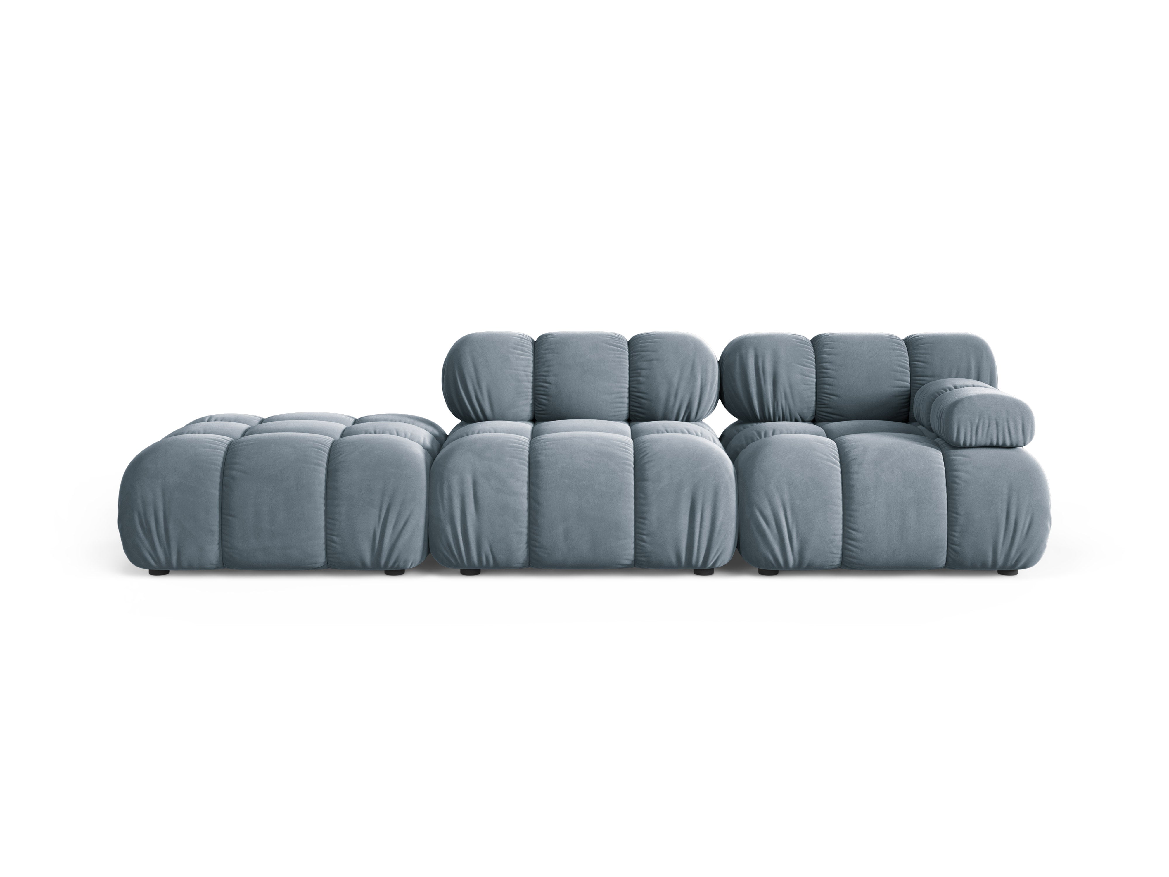 Sofa modułowa aksamitna otwarta lewostronna BELLIS niebieski