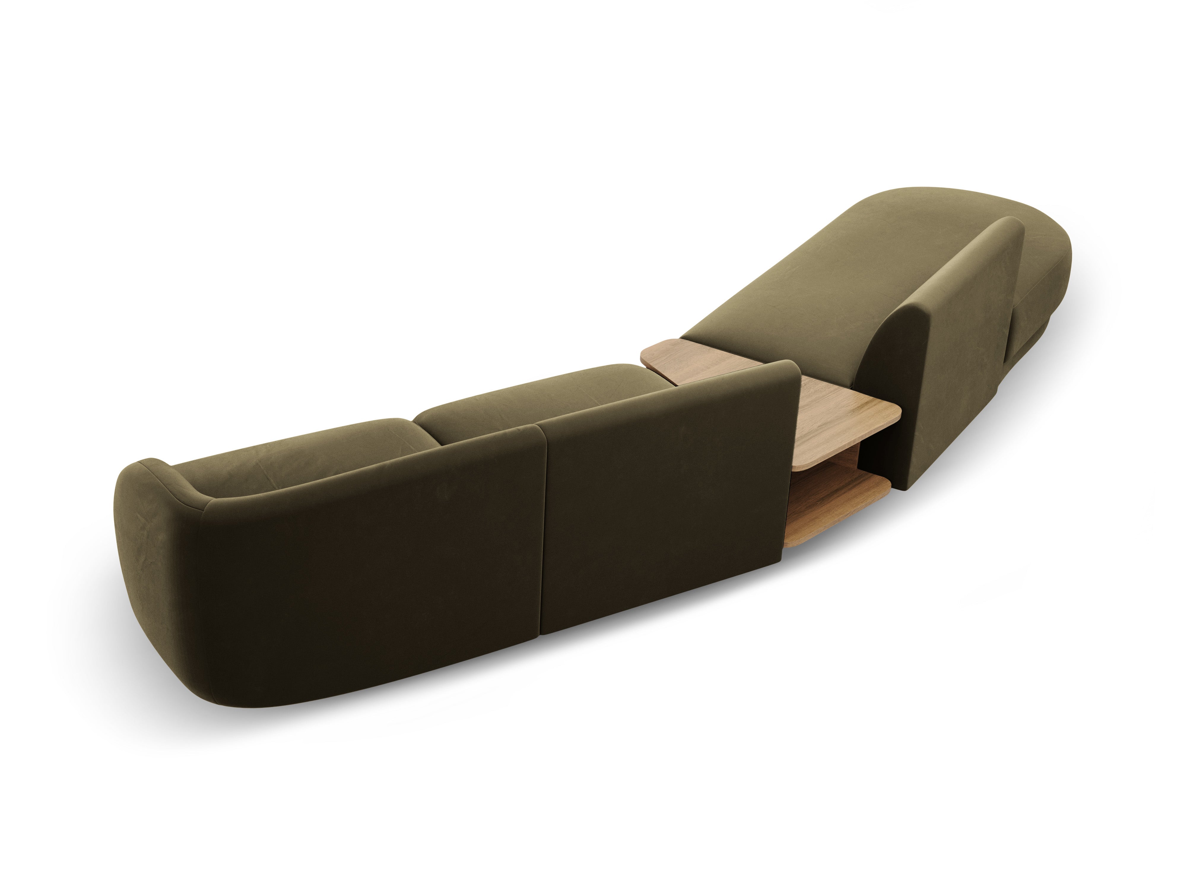 Sofa modułowa lewostronna ze stolikiem 4-osobowa aksamitna MILEY zielony