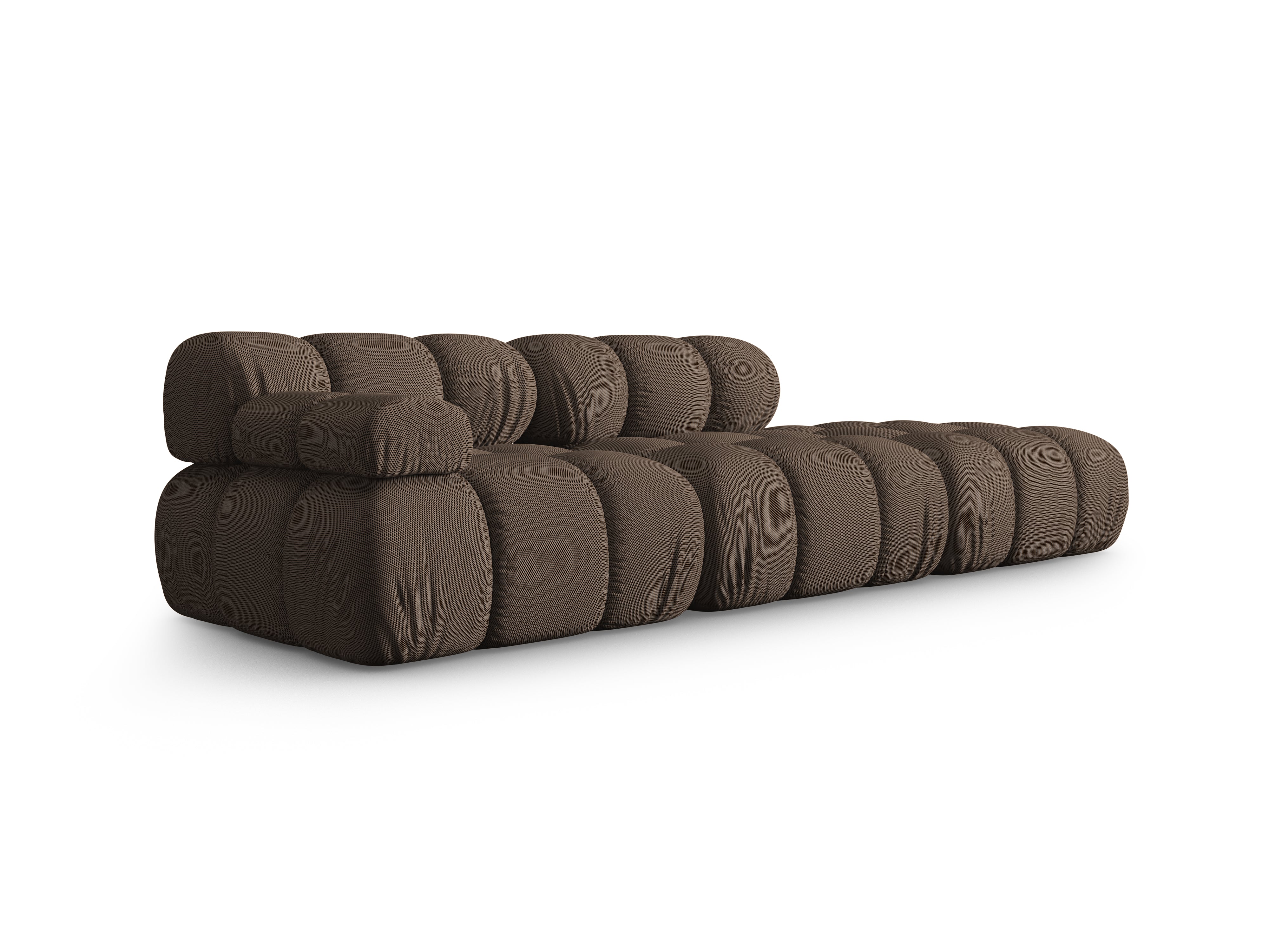 Sofa modułowa otwarta prawostronna BELLIS brązowa tkanina 3D