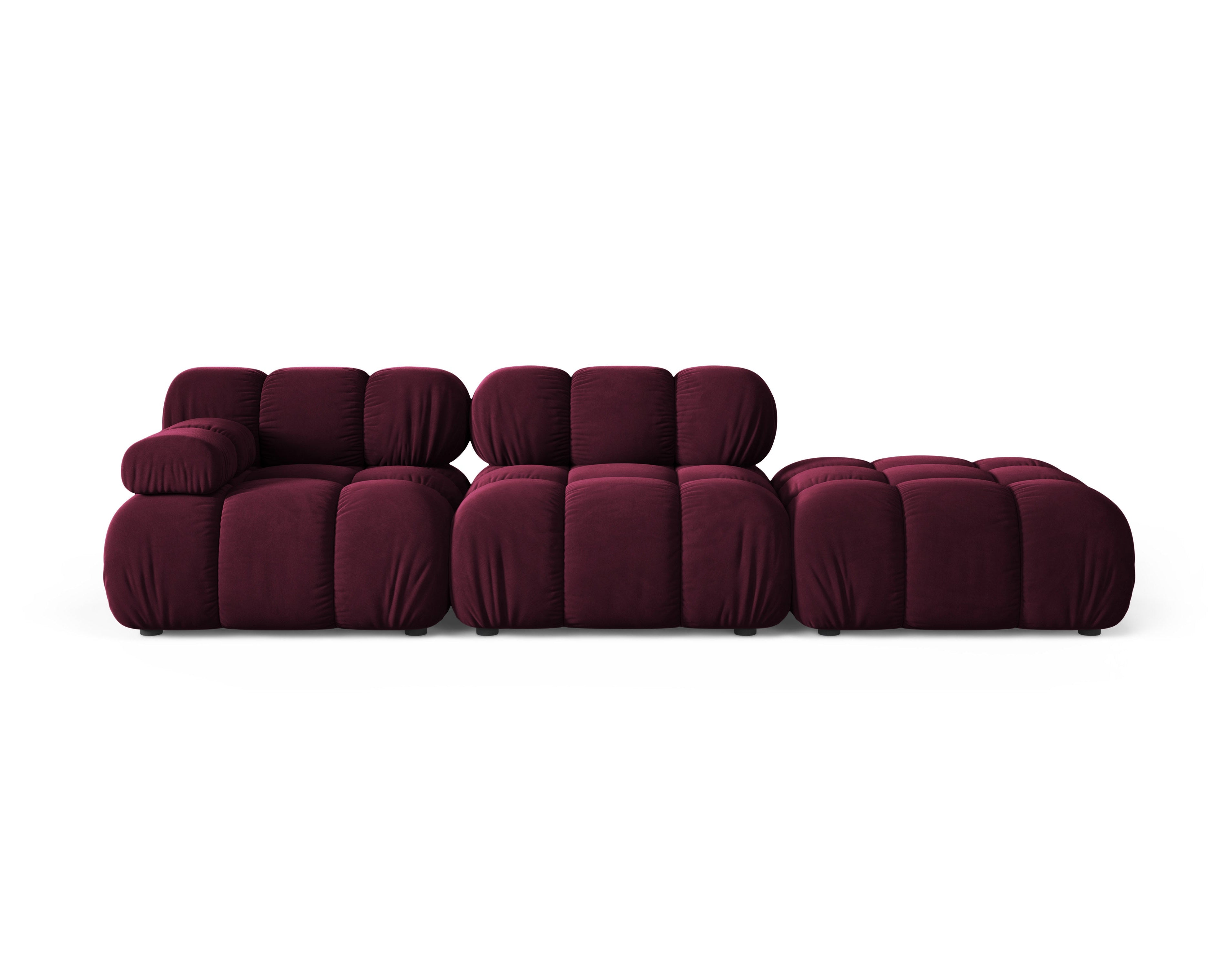 Sofa modułowa otwarta prawostronna BELLIS burgundowy welur