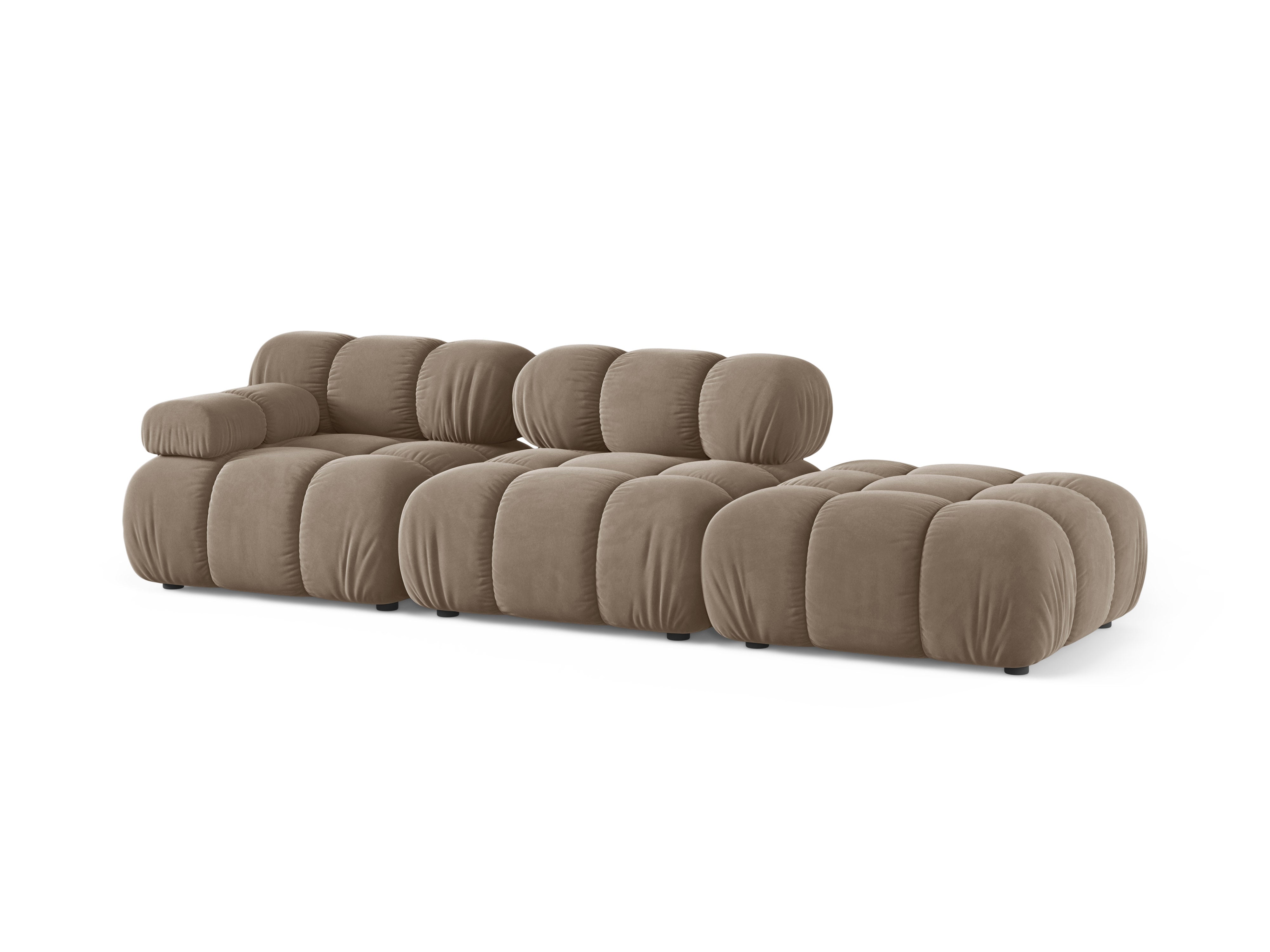 Sofa modułowa aksamitna otwarta prawostronna BELLIS cappuccino