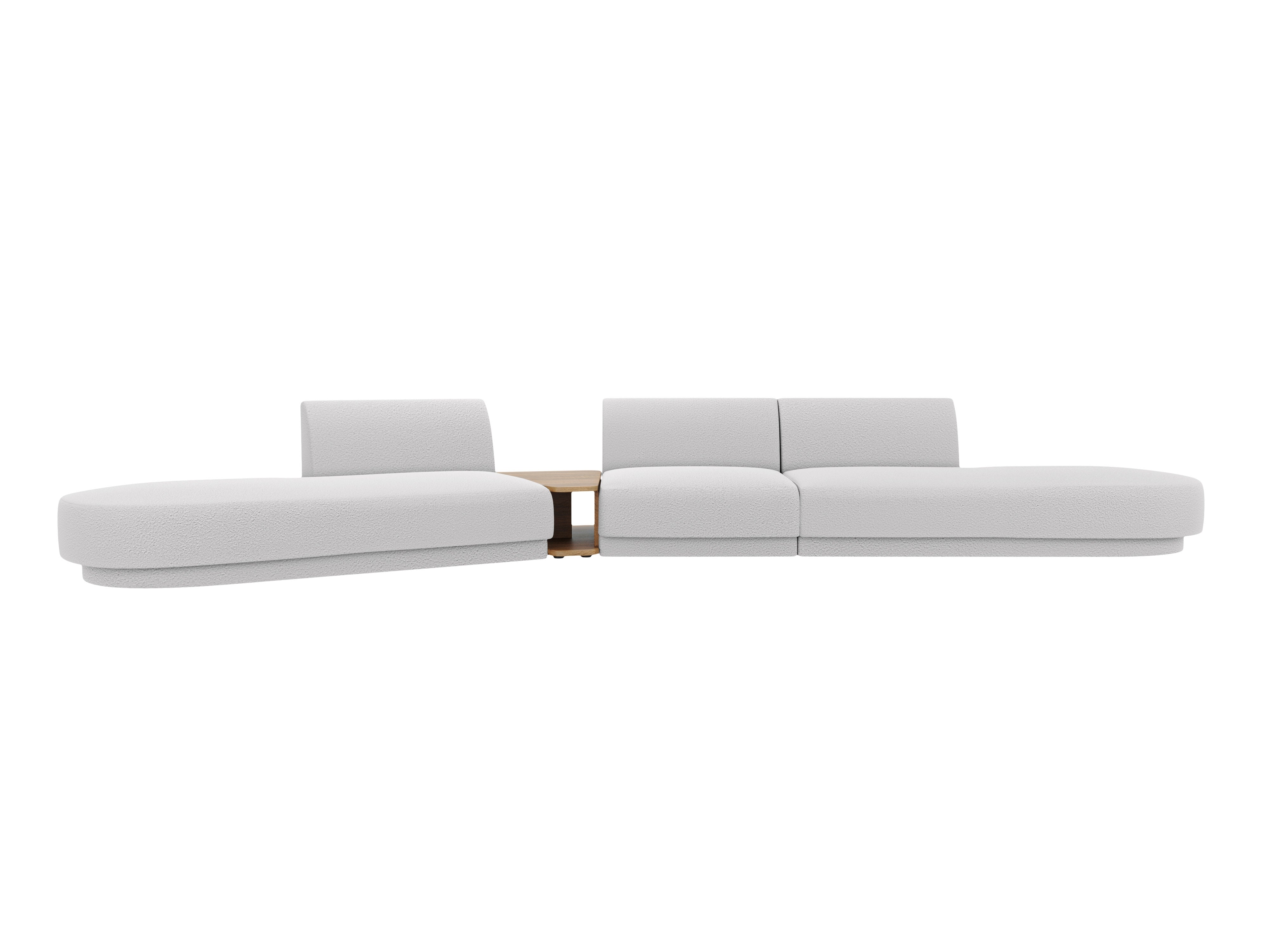 Sofa modułowa lewostronna ze stolikiem 5-osobowa MILEY jasnoszary boucle