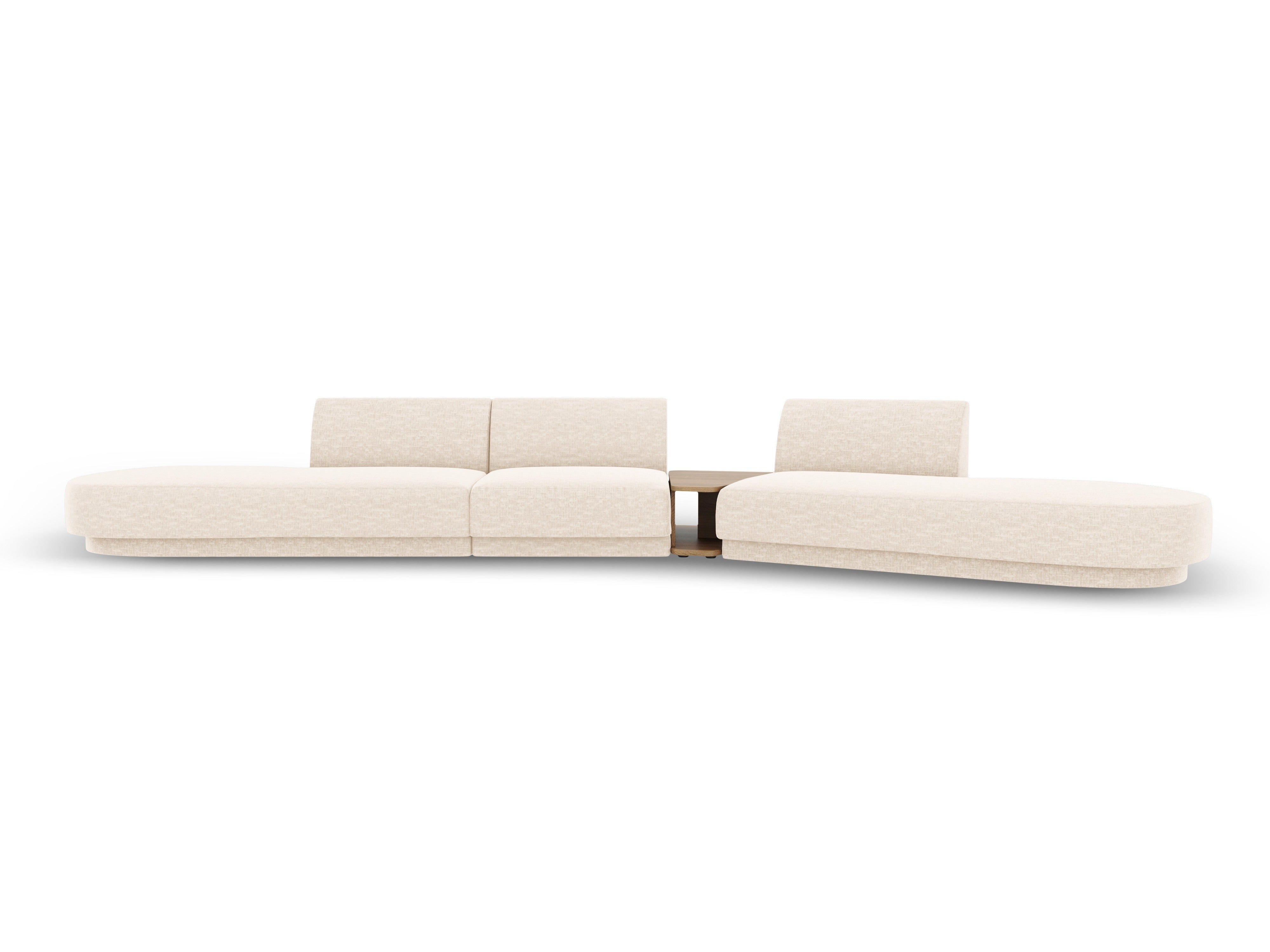 Sofa modułowa prawostronna ze stolikiem 5-osobowa MILEY kość słoniowa szenil