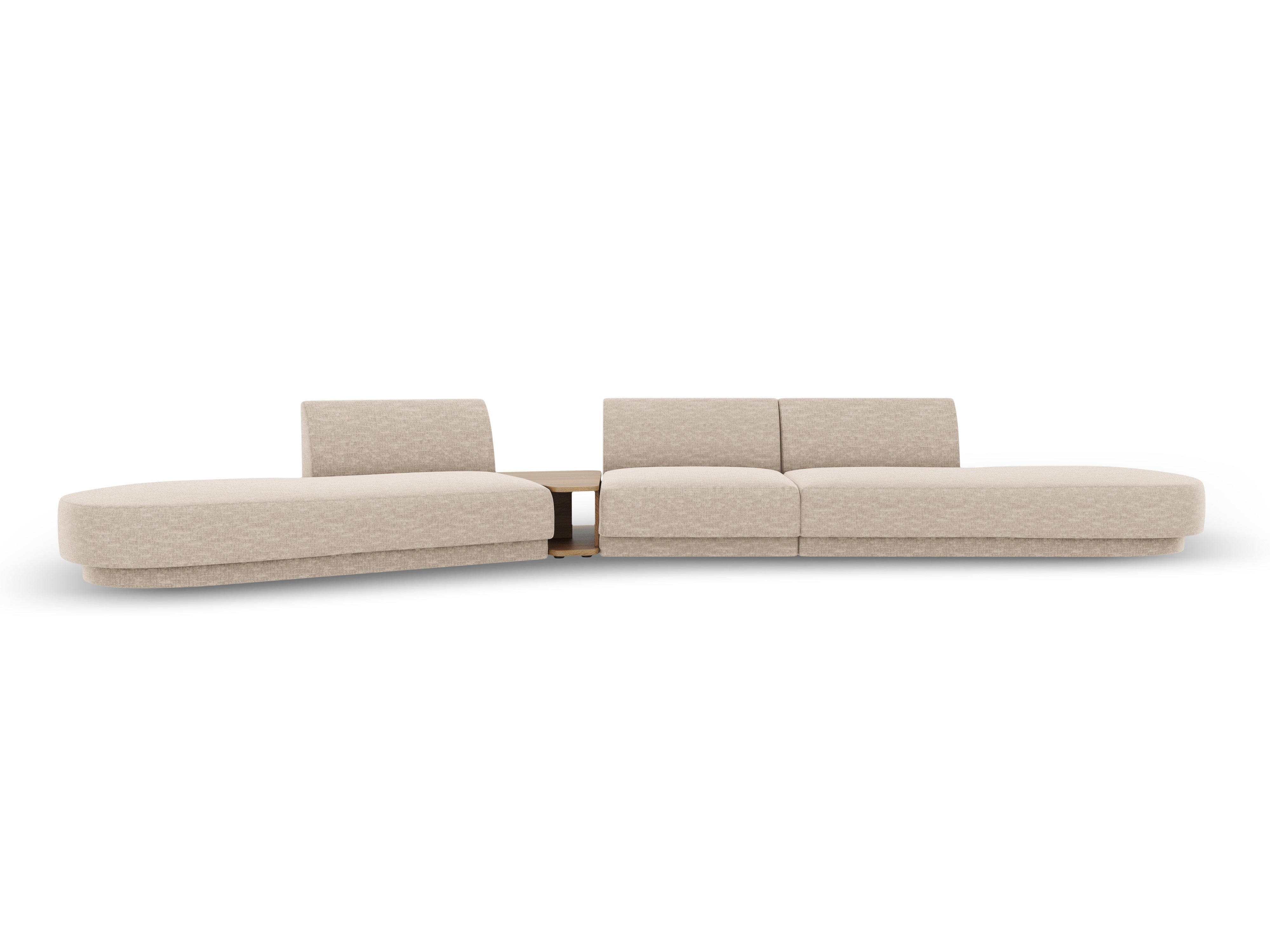 Sofa modułowa lewostronna ze stolikiem 5-osobowa MILEY beżowy szenil