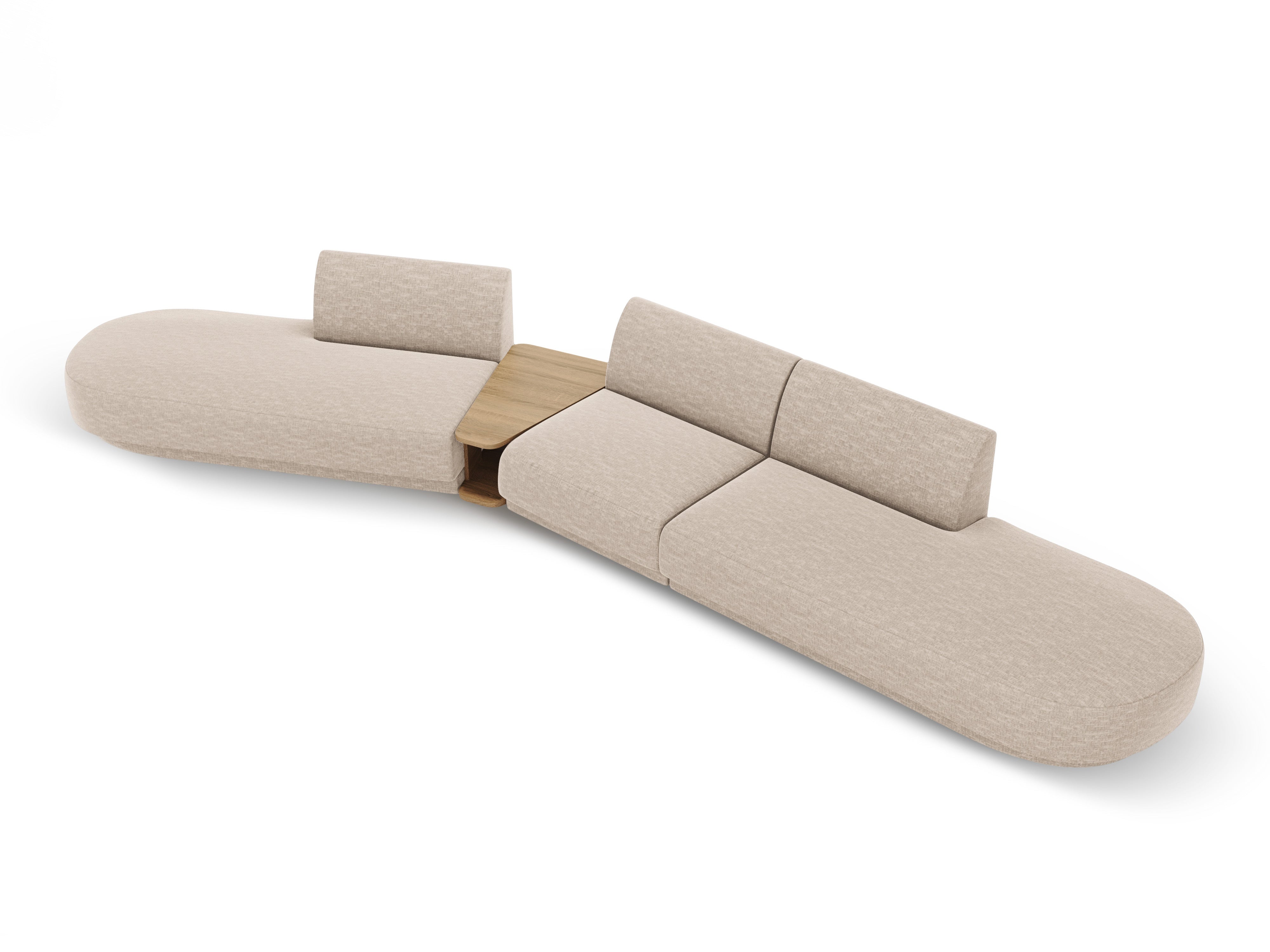 Sofa modułowa lewostronna ze stolikiem 5-osobowa MILEY beżowy szenil