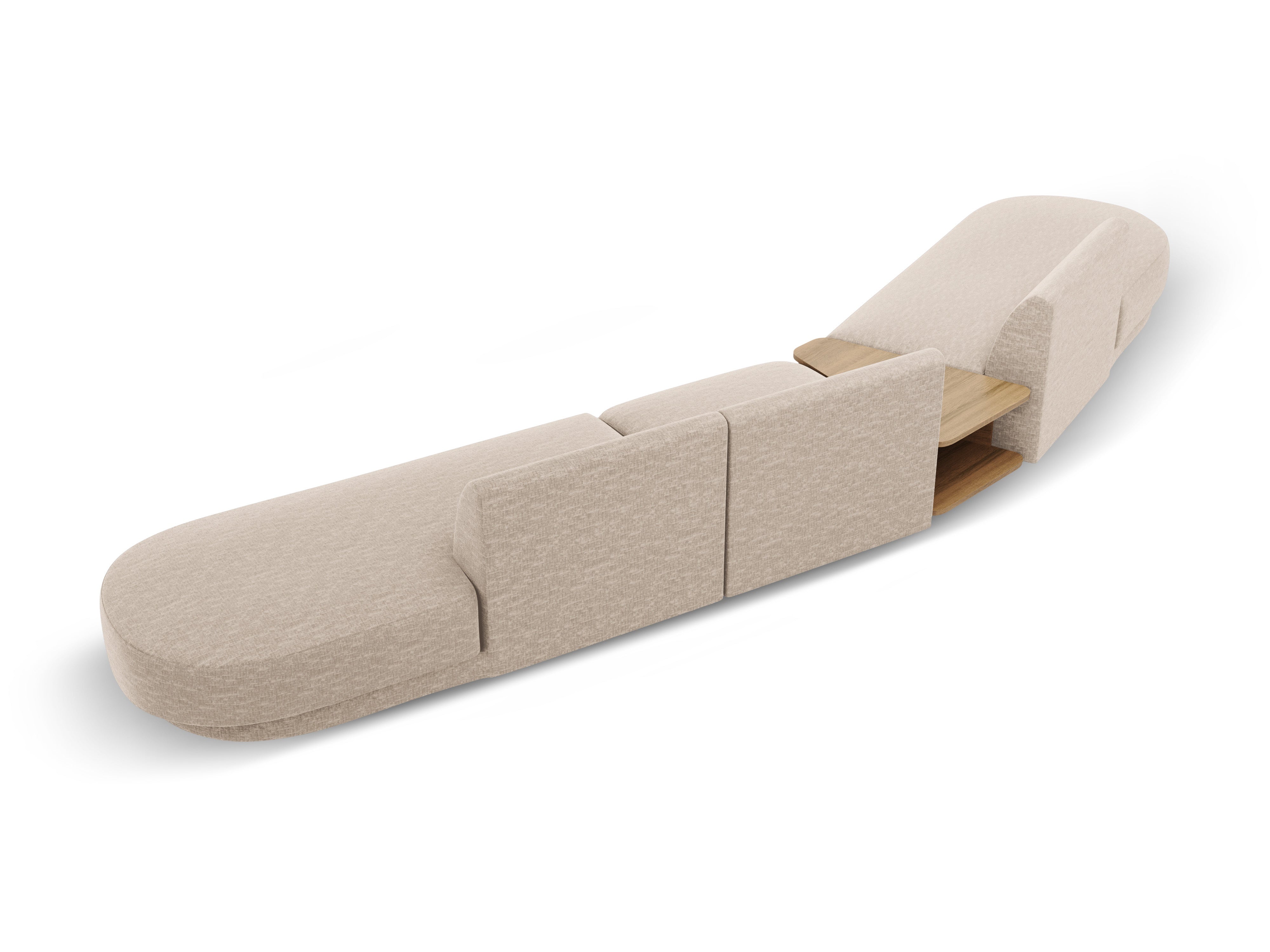 Sofa modułowa lewostronna ze stolikiem 5-osobowa MILEY beżowy szenil