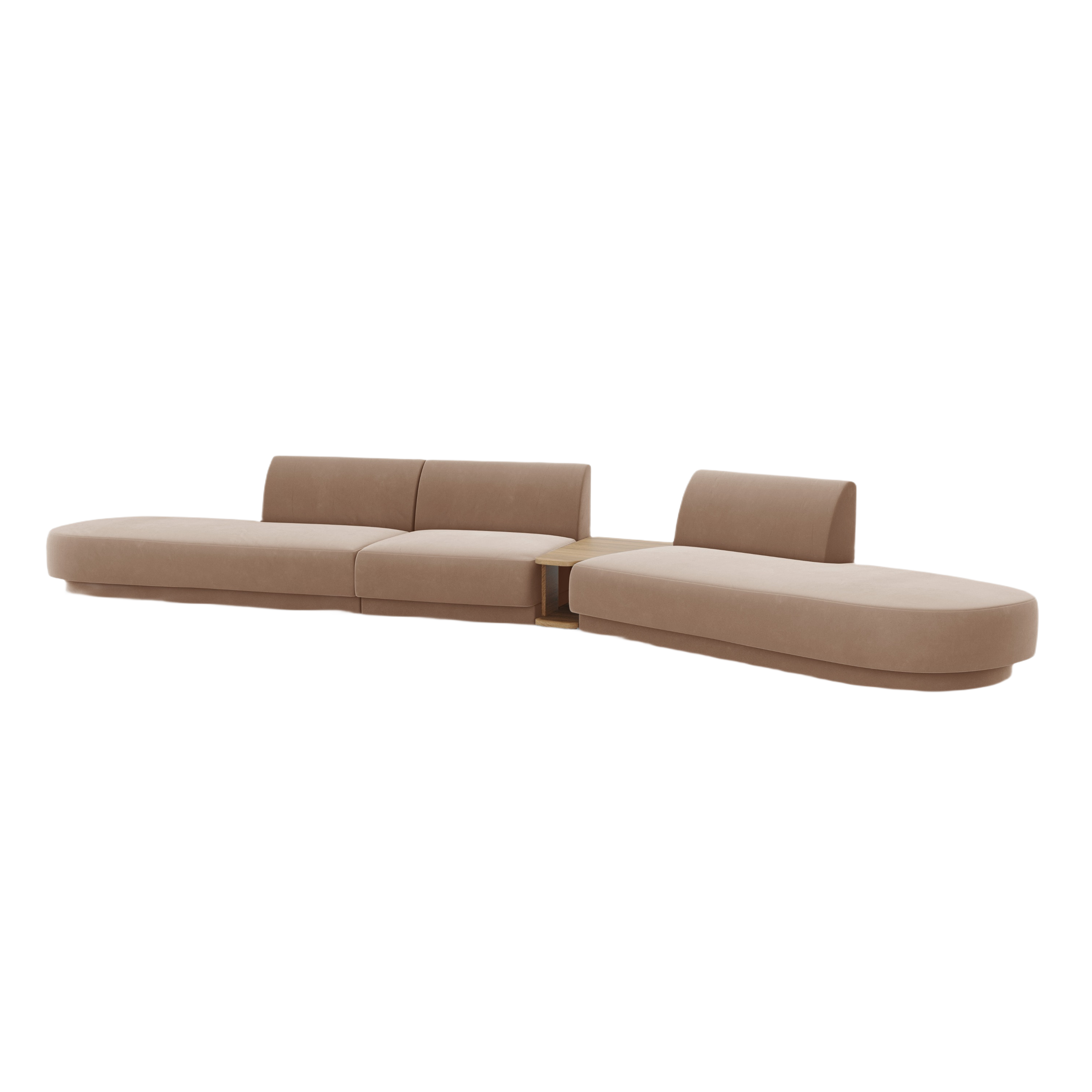 Sofa modułowa prawostronna ze stolikiem 5-osobowa aksamitna MILEY cappuccino
