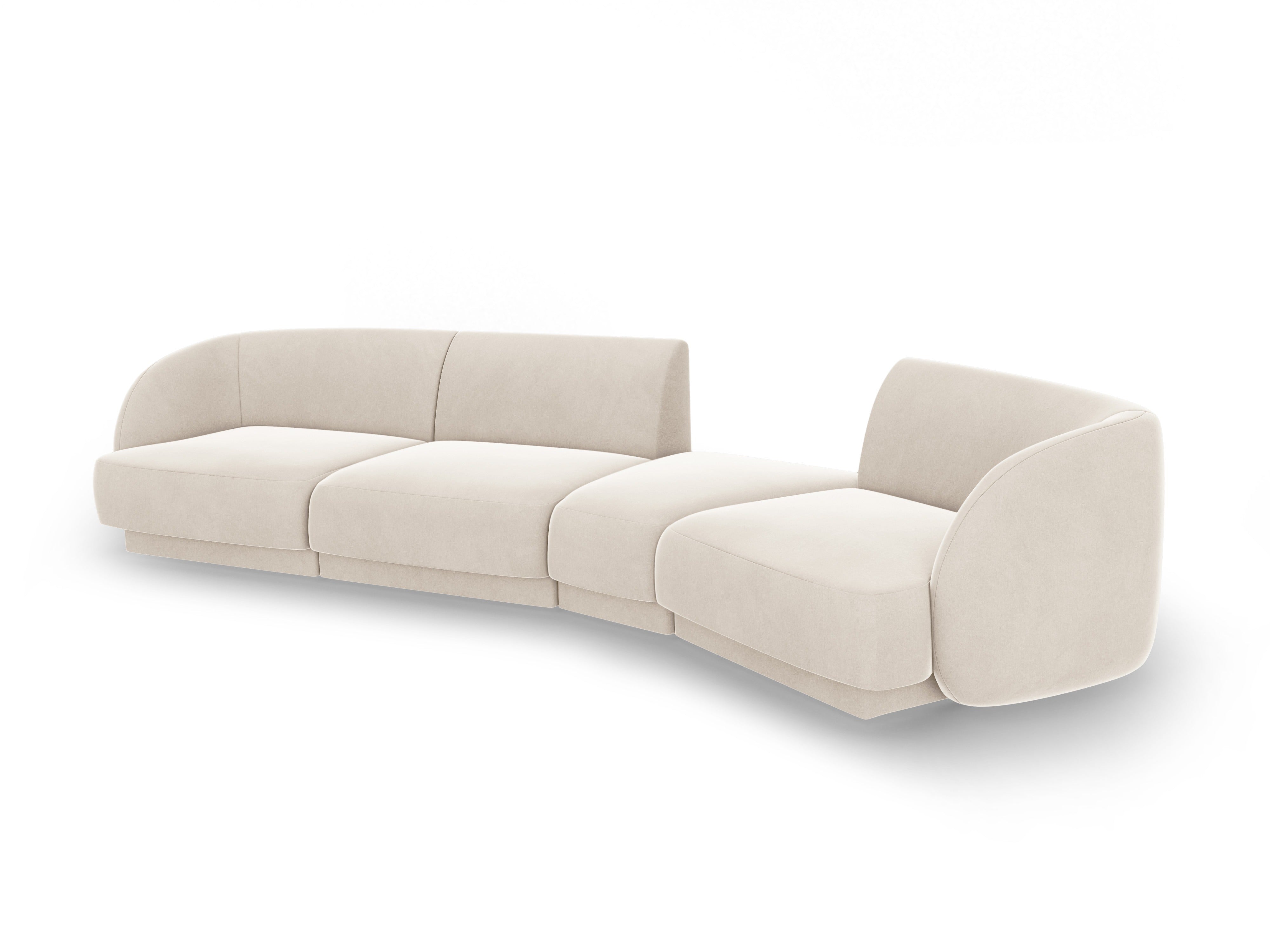 Modularsofa rechtsseitig für 6 Personen aus Samt MILEY hellbeige